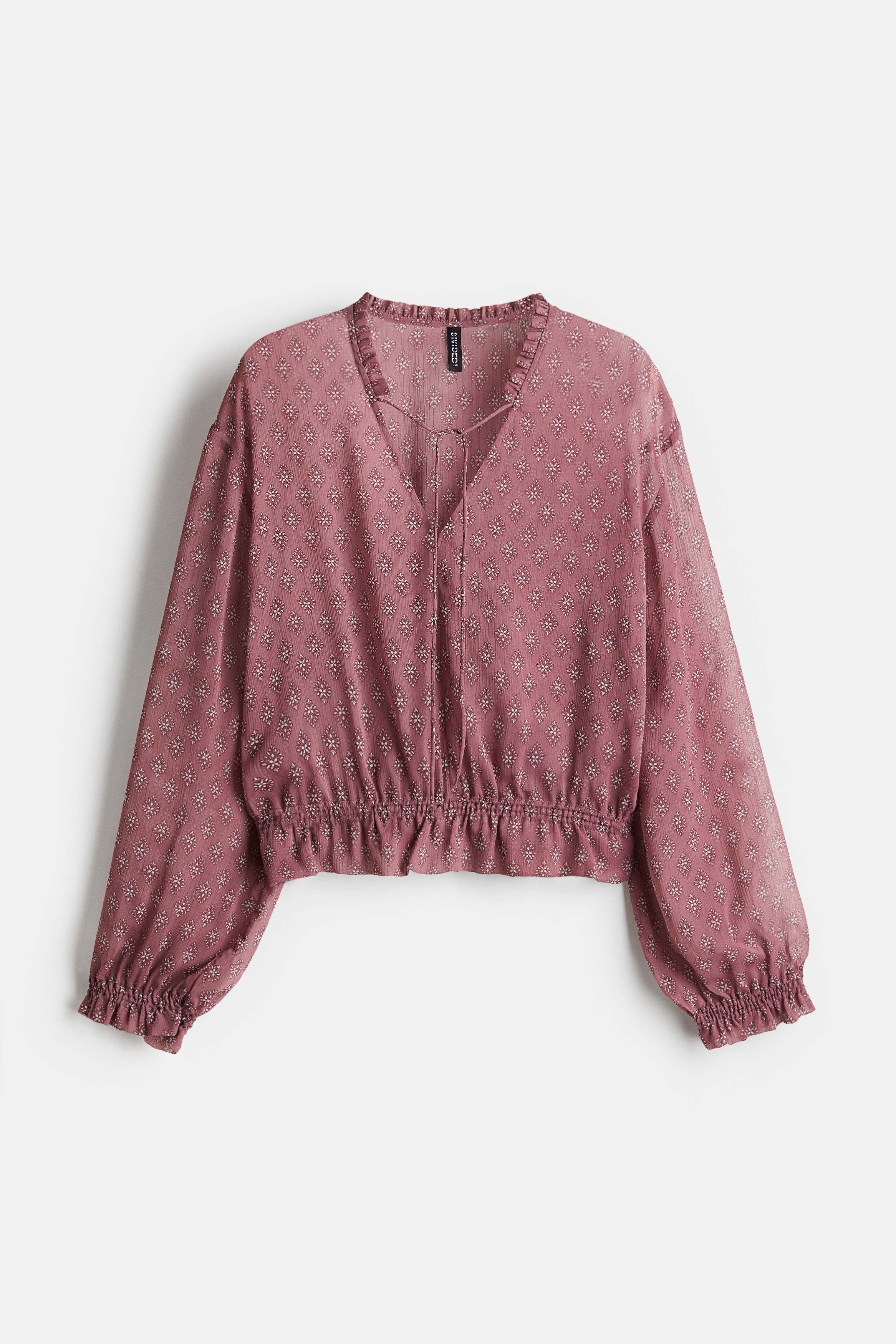 Blouse met strikbandjes - Dusty roze/dessin