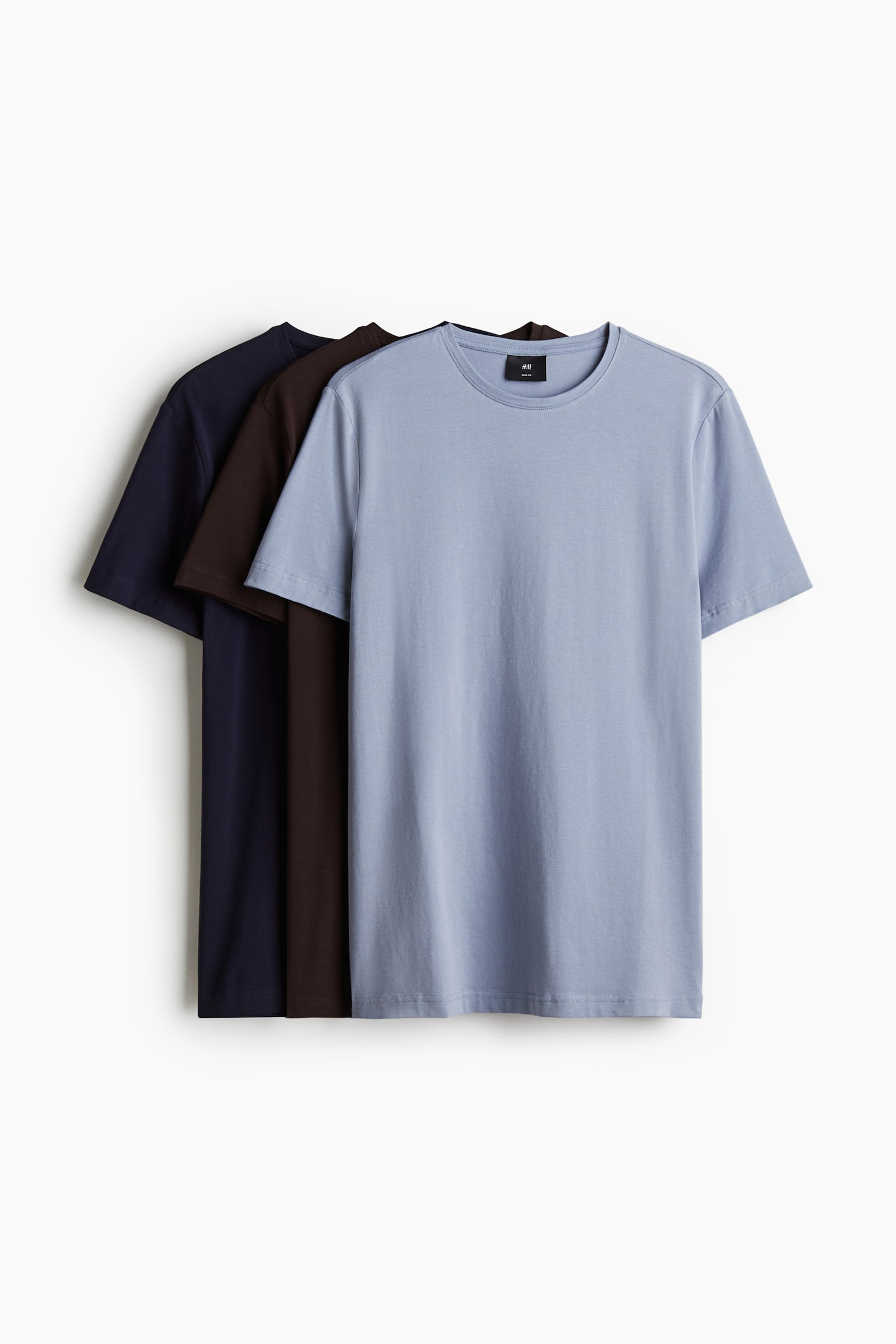 3-pack Slim Fit T-shirts - Light blue/Black/Beige/Pistachio green/White - 1