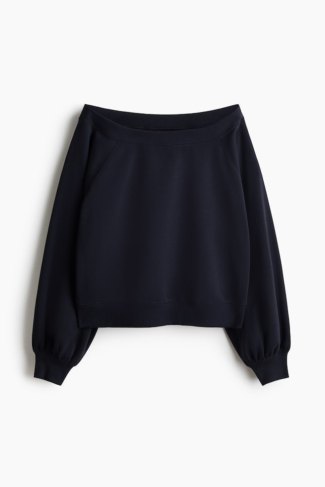 Off-the-shouldersweater - Marineblauw/Lichtgrijs gemêleerd/Lichtroze - 1