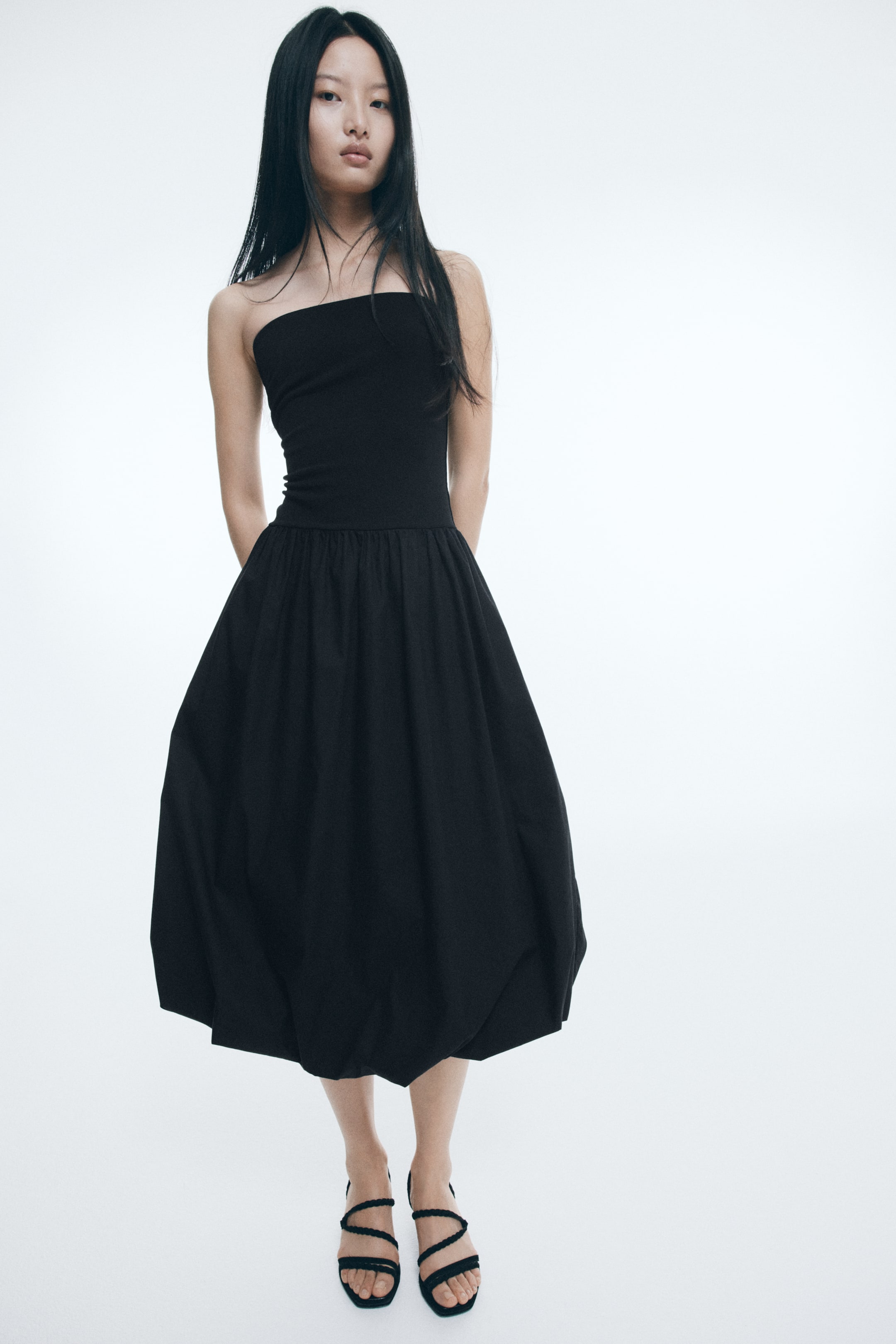 Bubble-Hem Bandeau Dress