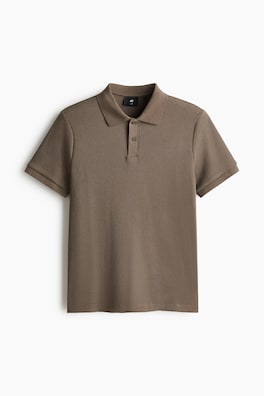 Våffelstickad pikétröja Slim Fit