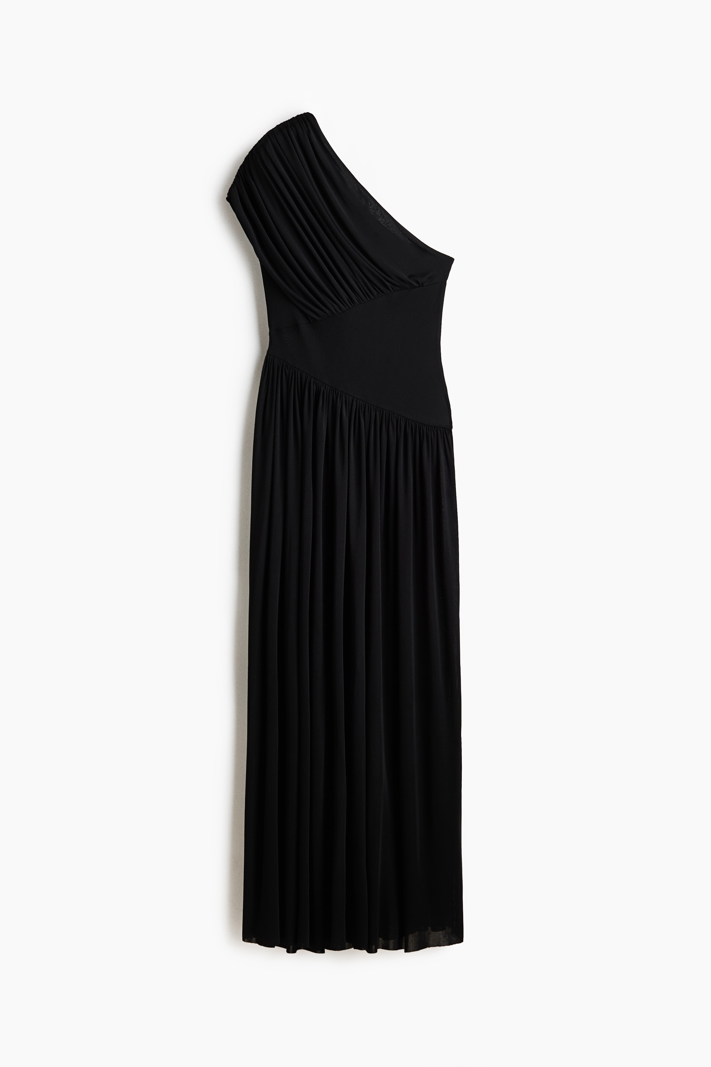 Gedrapeerde one-shoulderjurk - Zwart
