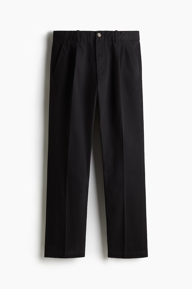 Regular Fit Crease-leg chinos - Black - 1