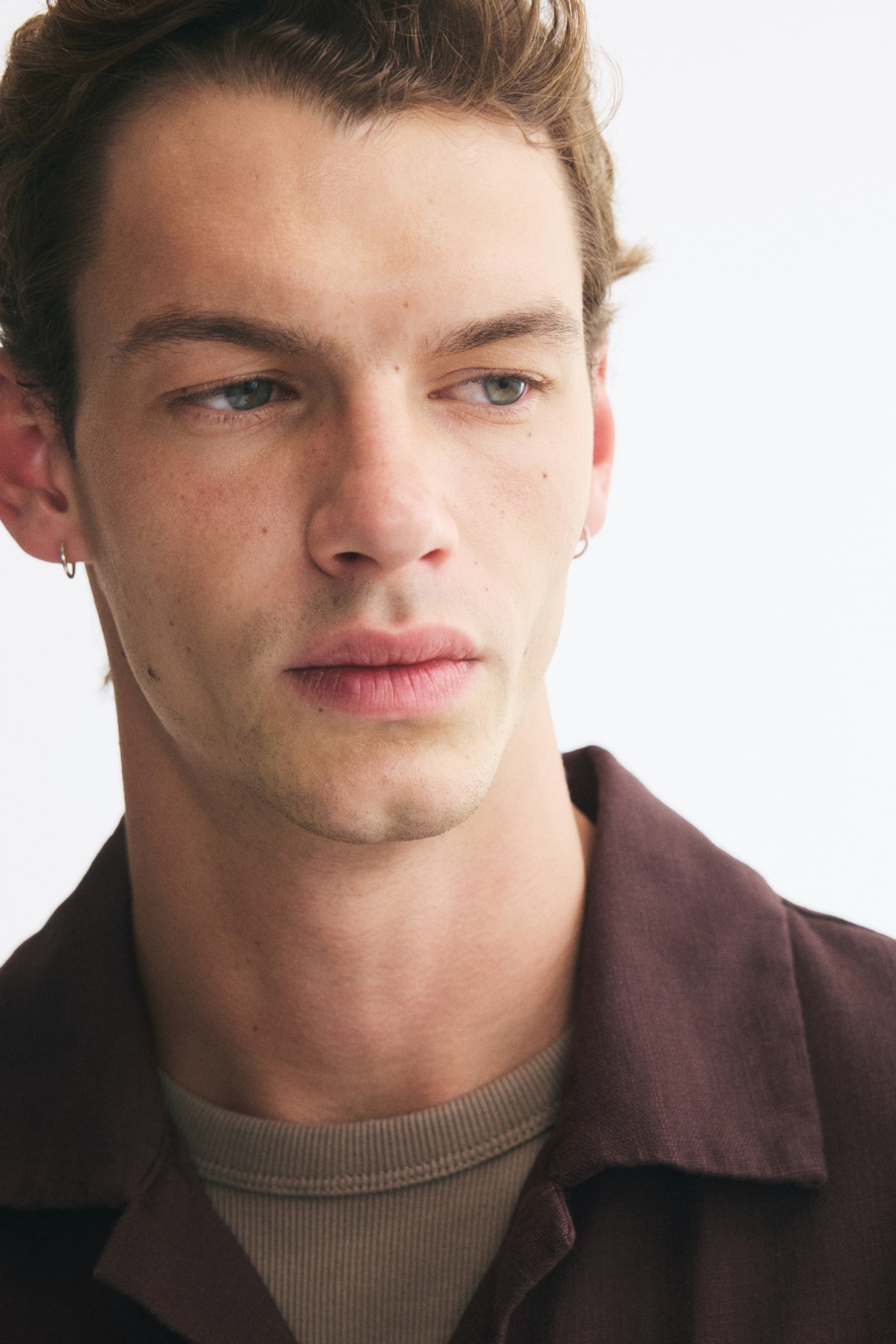 Мужская рубашка H&M Cotton Resort Overshirt, цвет: Тёмный коричневый — фото 4