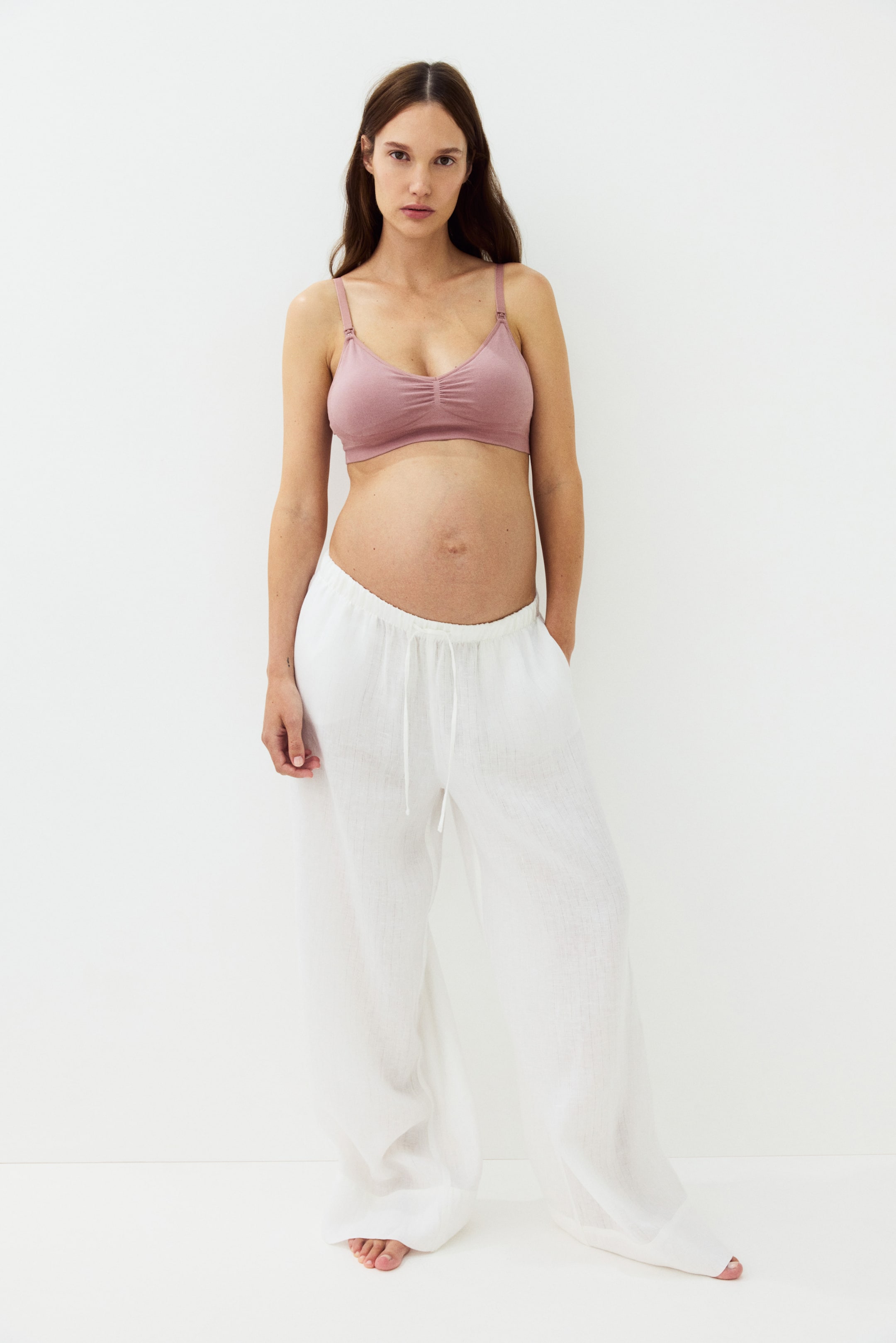 MAMA Seamless Padded Cotton-Blend Nursing Bra
