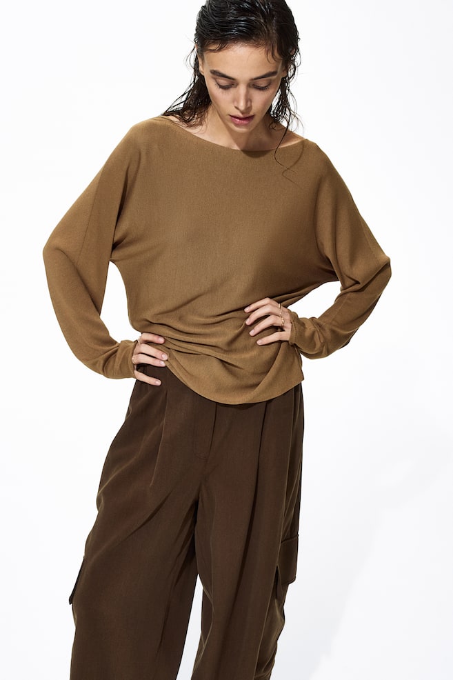 Pull à encolure bateau-Beige foncé - 4