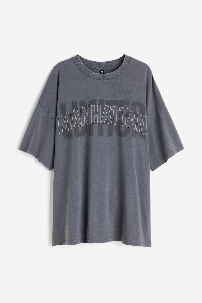 T-Shirt Uomo Manhattan Grigio - Cotone Biologico Stampato In UE | Maglietta Base Casual - copertina
