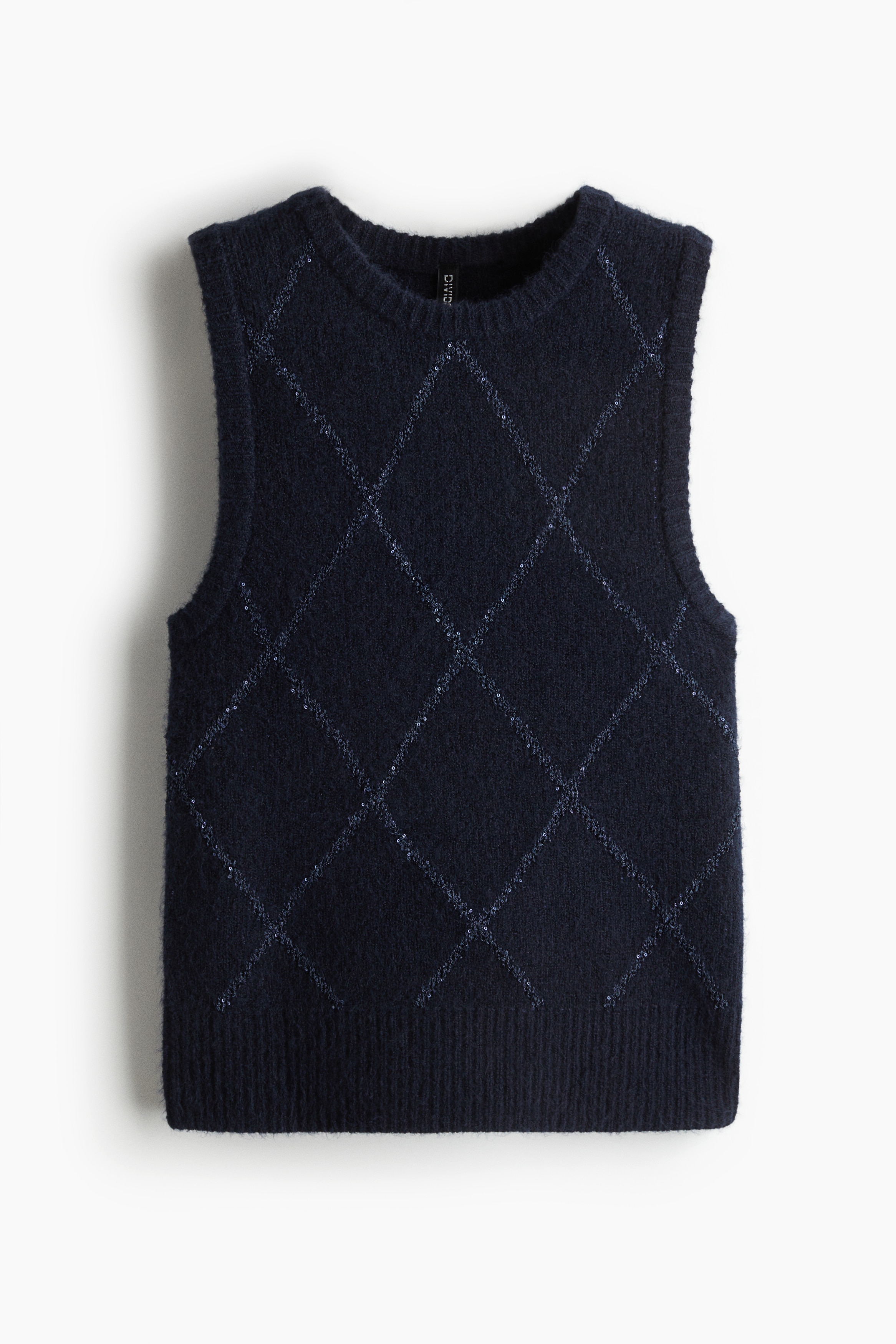Gilet in maglia con paillettes - Blu navy/motivo a losanghe