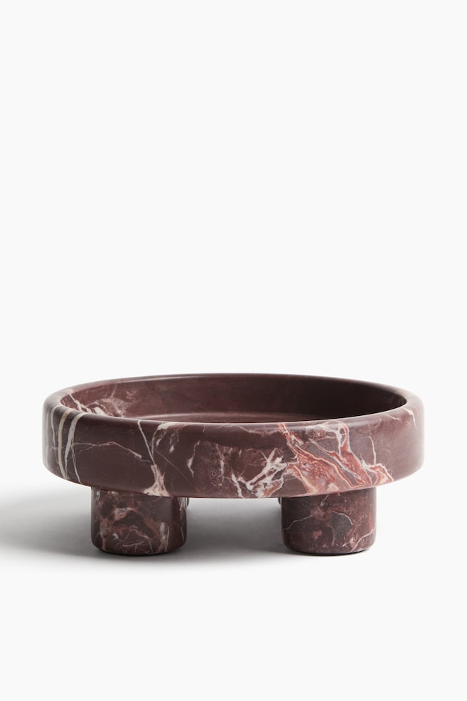 Footed marble tray - Burgundy/Marbled - 1
