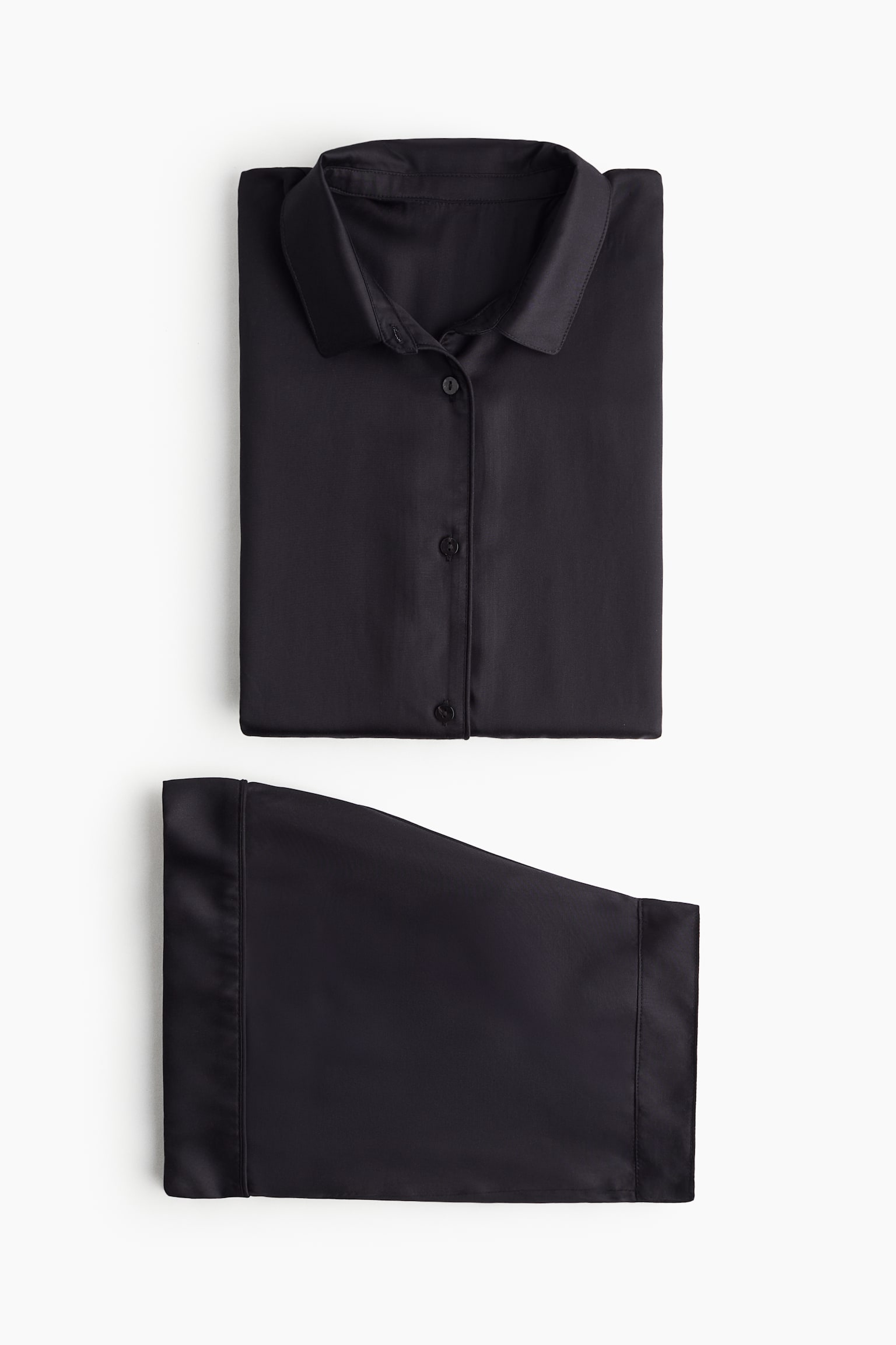 Женская атласная пижама H&M, цвет: Чёрный — фото 2
