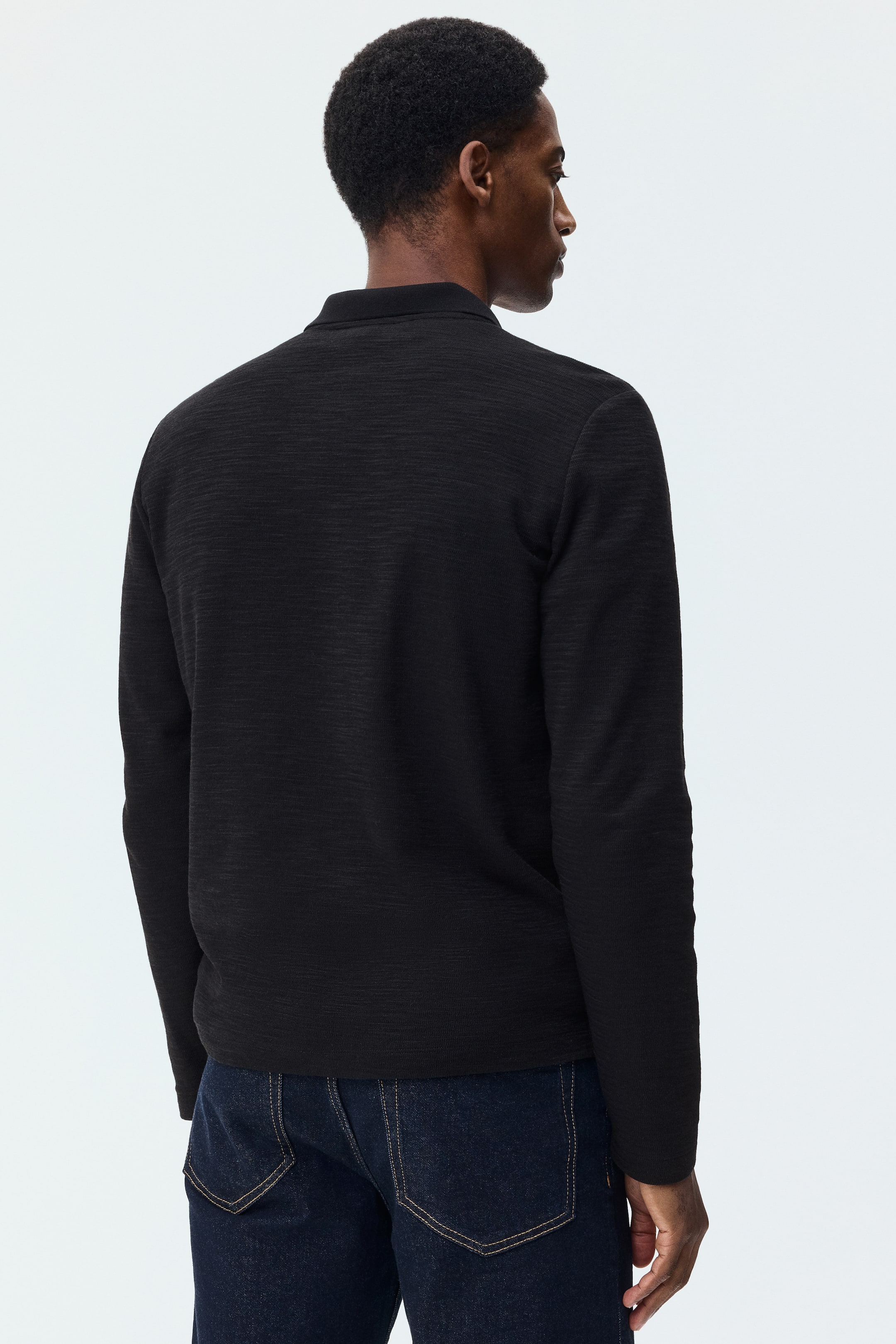 View larger image: Slim Fit Long-sleeve polo shirt - Dark grey - Men | H&M IE 4