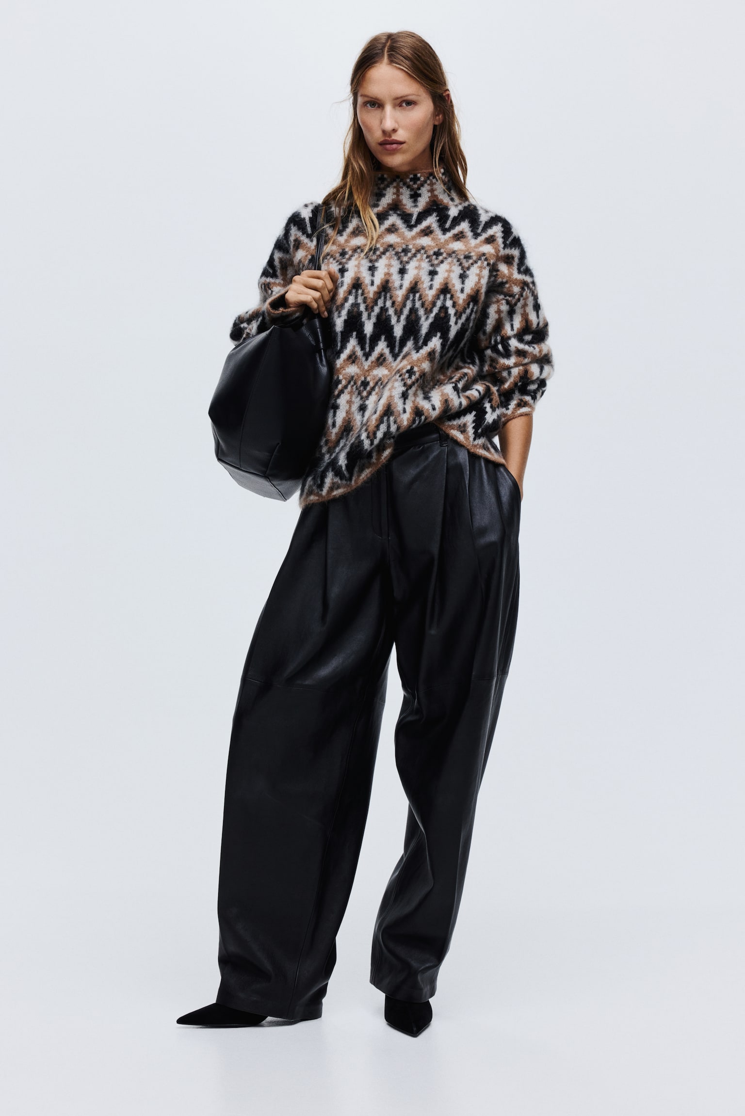 Mohair-blend turtleneck jumper - Beige/Patterned/Black/Spotted - 5