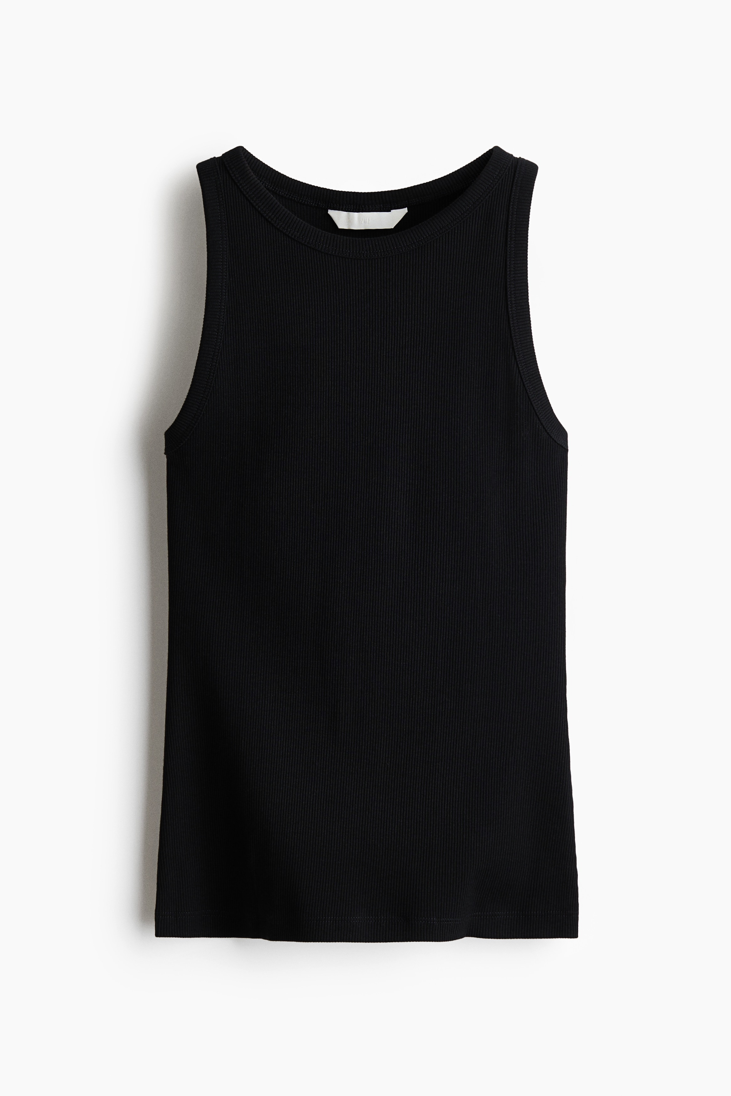 Ribbed cotton vest top - Black/White
