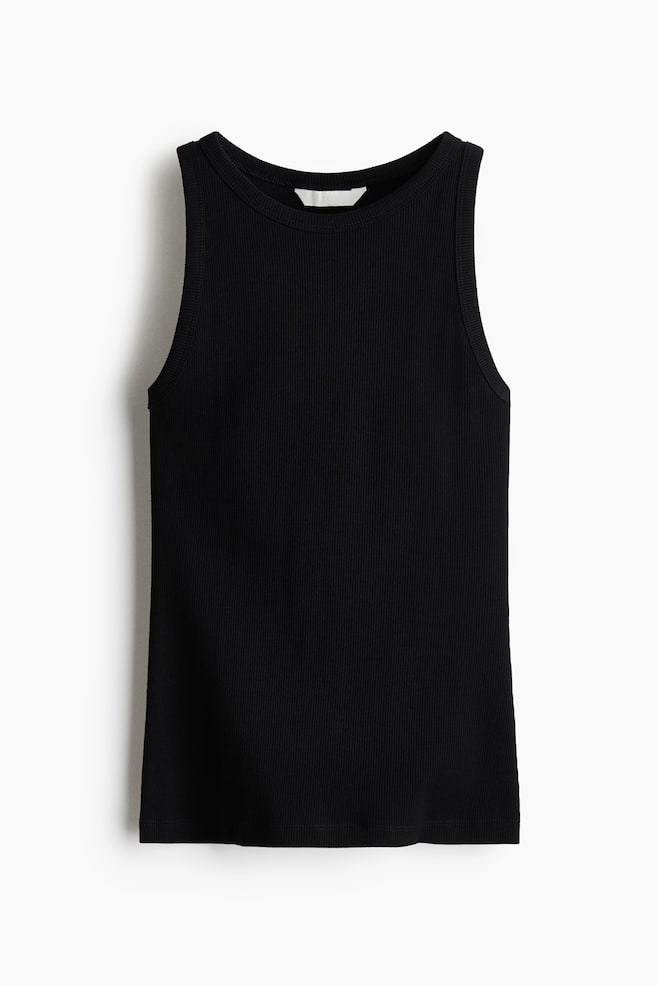 Ribbed Cotton Tank Top - Black/White/Dark brown/striped/Dark gray/Dark dusty pink/Light yellow/Navy blue/Burgundy - 1