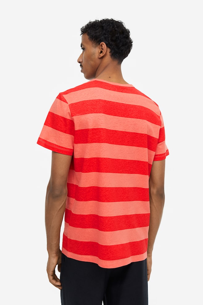 T-Shirt aus Leinenmix Regular Fit - Rot/Gestreift - 7