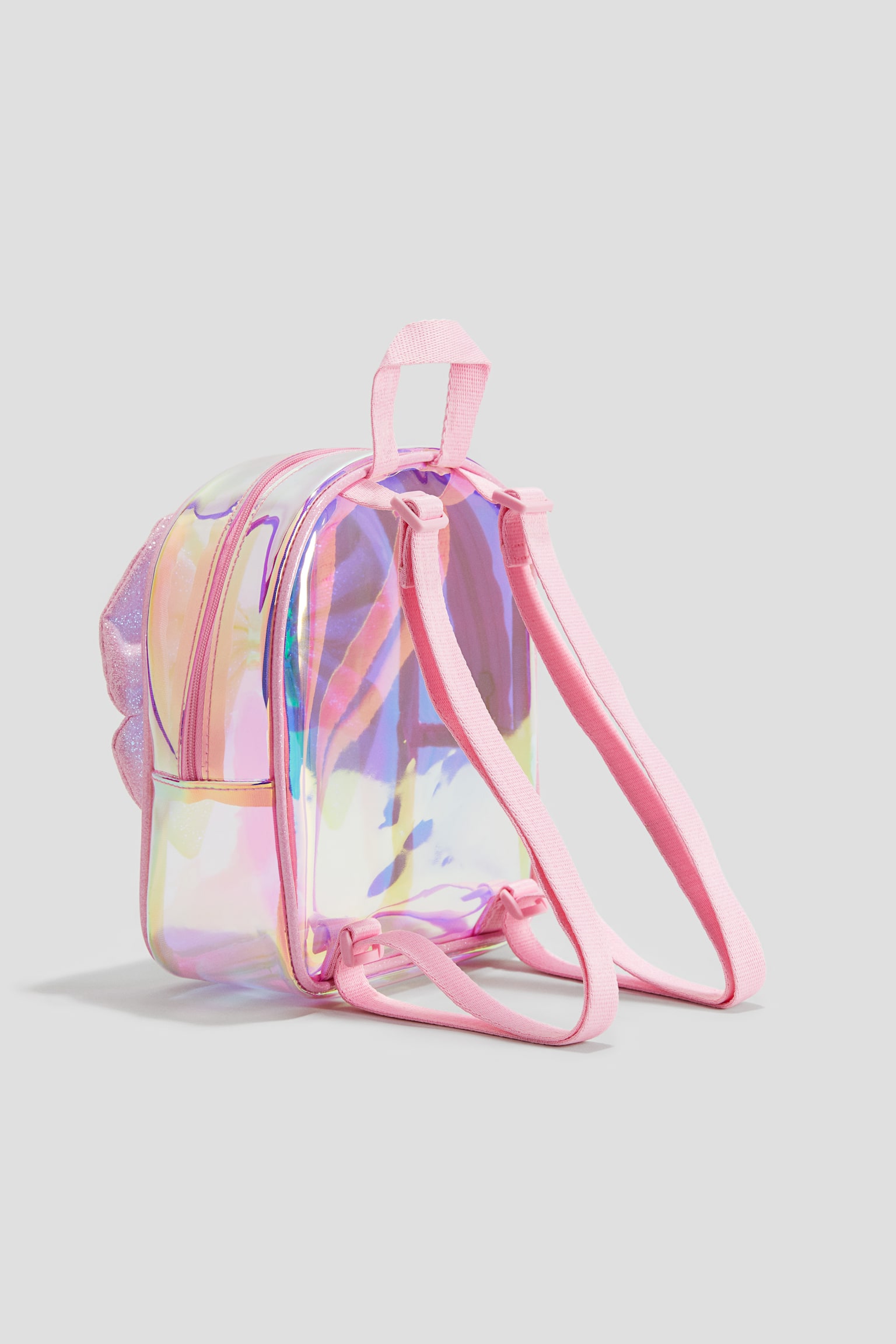 Iridescent backpack with appliqués - Pink/Bow - 3