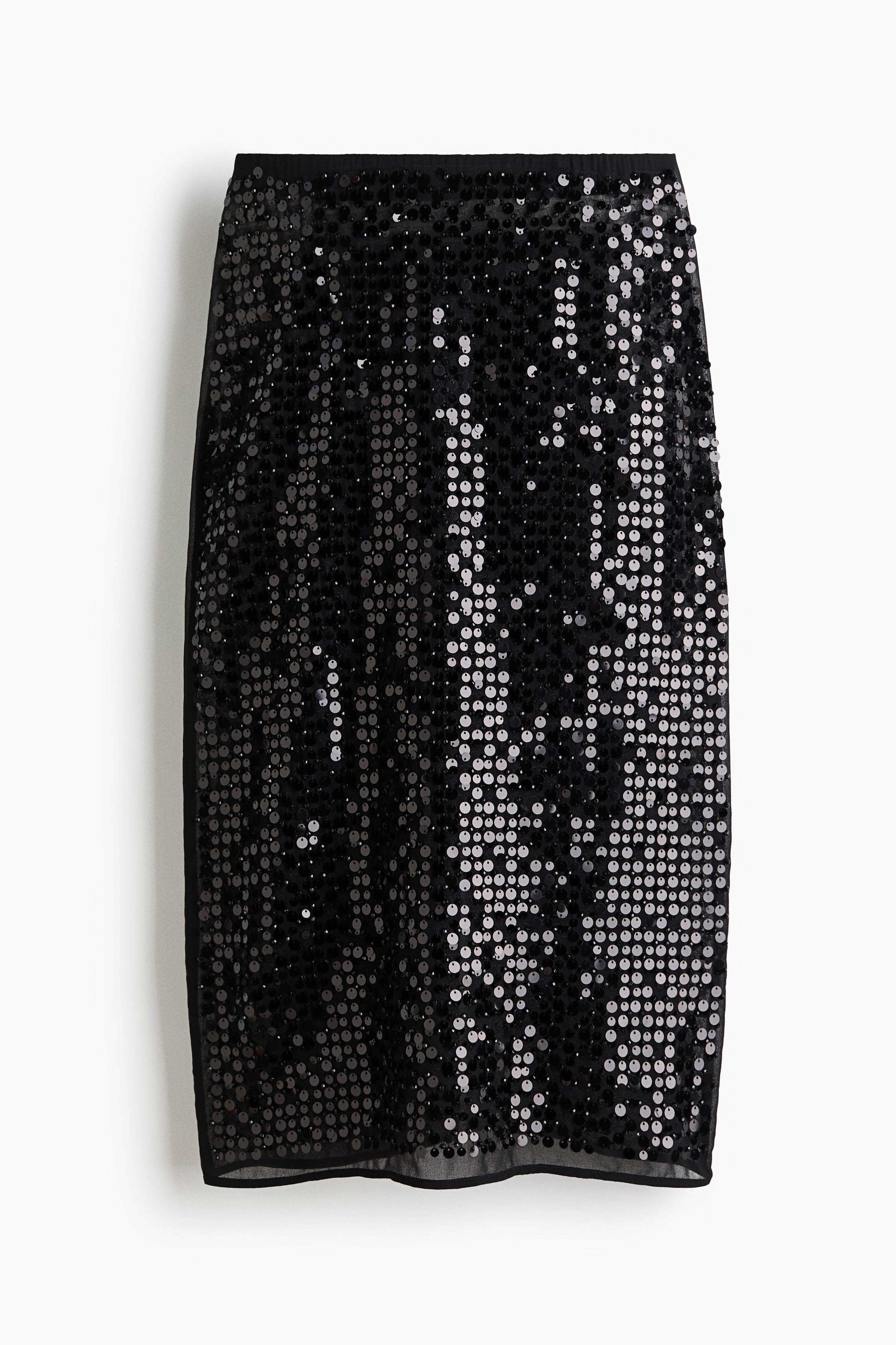 Bleistiftrock mit Pailletten - Schwarz