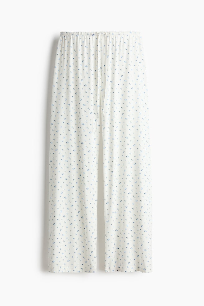 Pantalón de pijama en mezcla de viscosa - Blanco/Floral/Blanco/Rosa empolvado oscuro - 1