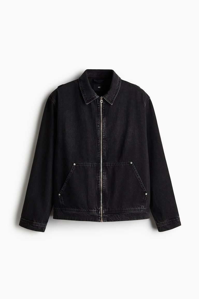 Loose Fit Utility jacket Denim black Men H&M