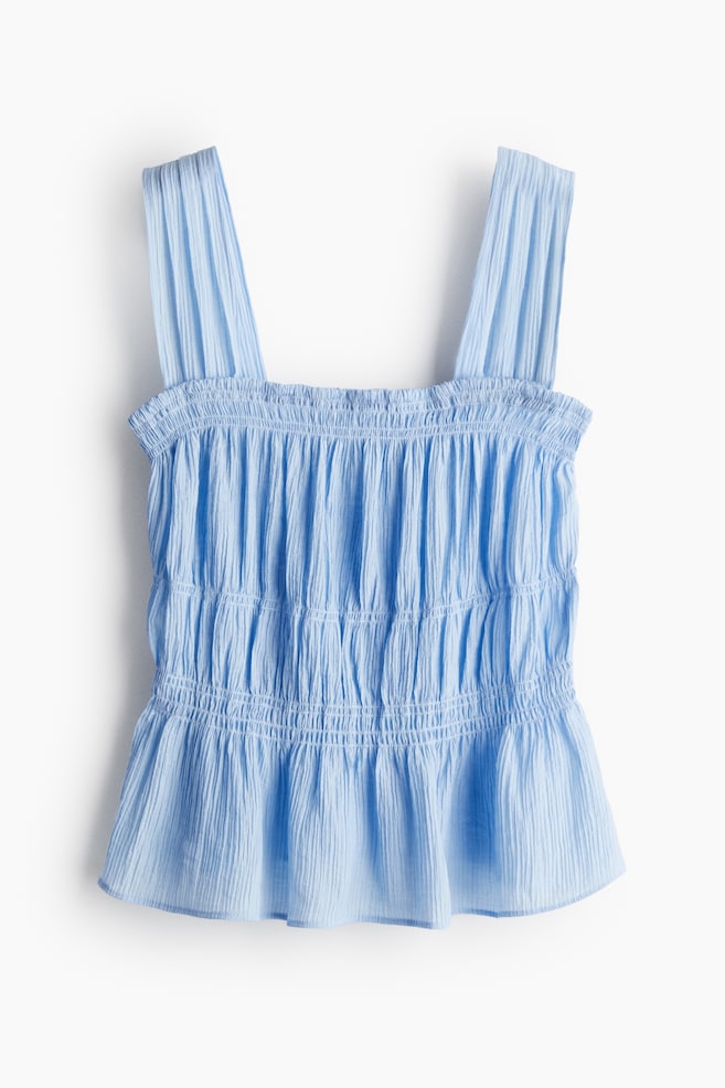 Peplum-Top aus Crêpe - Hellblau/Weiß/Schwarz - 1