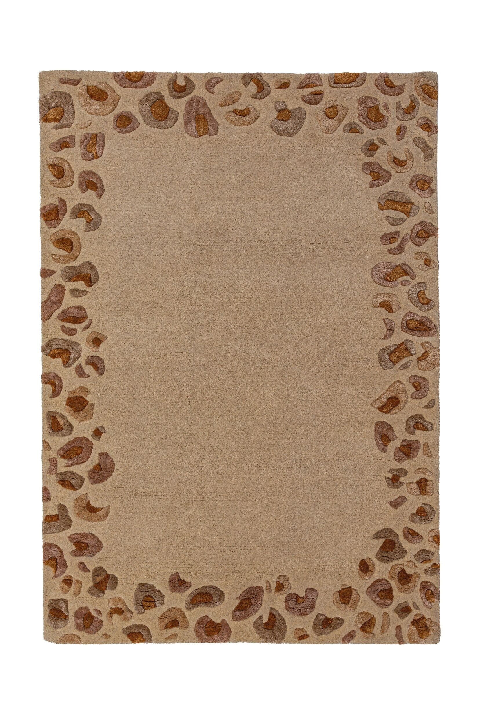 Tappeto In Misto Lana Leopard Frame - Naturale