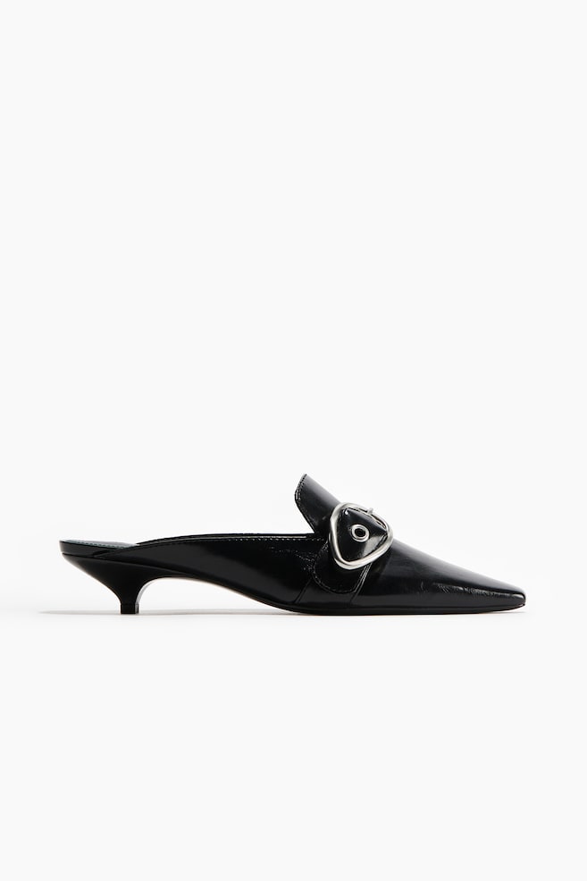 Mules à talon kitten heel - Noir/Marron foncé - 1