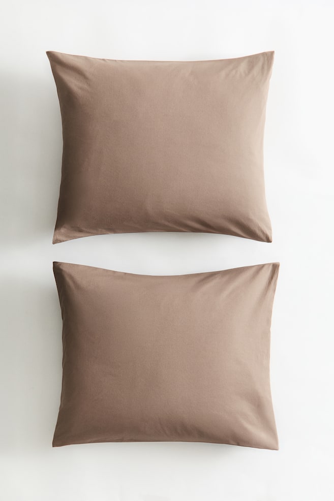 2-Pack Cotton Pillowcases - Taupe/Light beige/Dark brown/White - 1