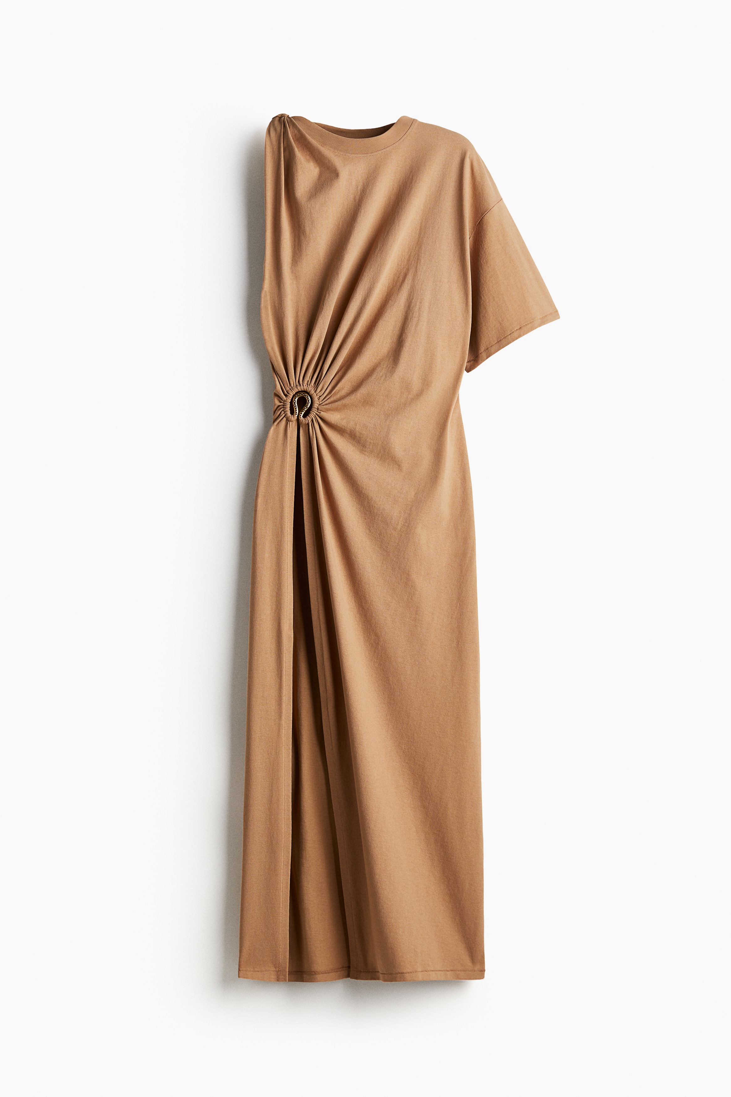 Rochie-tricou asimetrică - Bej-închis