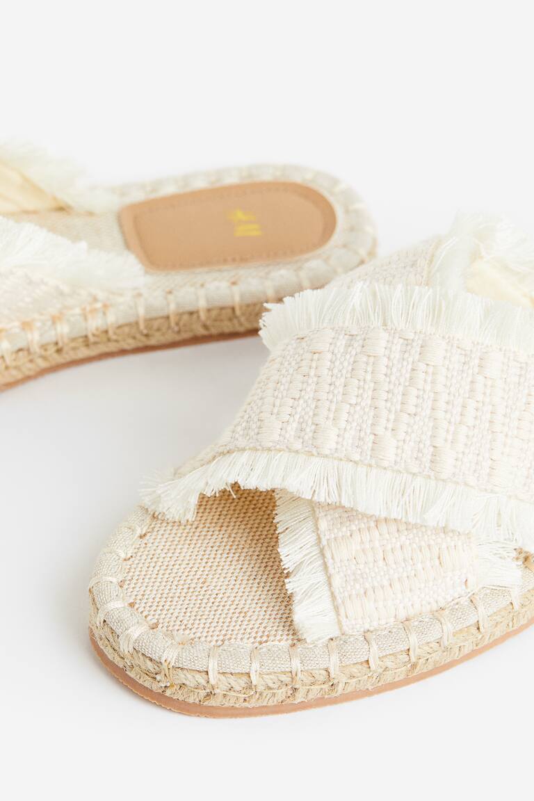 H&m Claquette Corde Femme Claquettes Façon Espadrilles Blanc