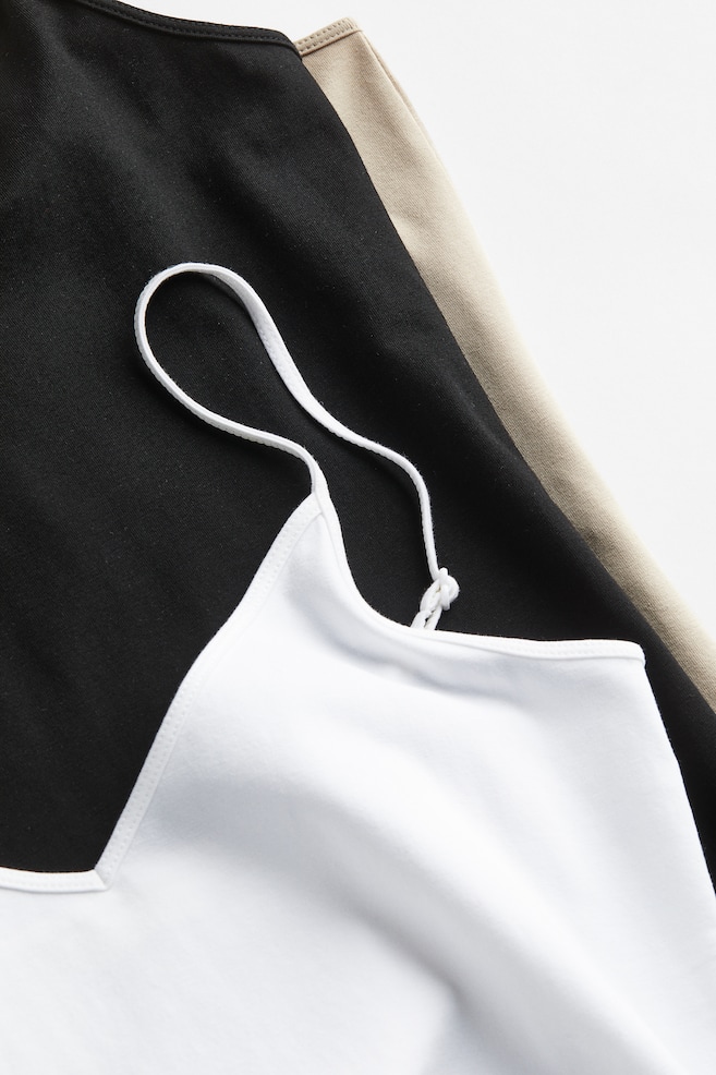 3-pack strappy dresses - Black/Beige/White - 2