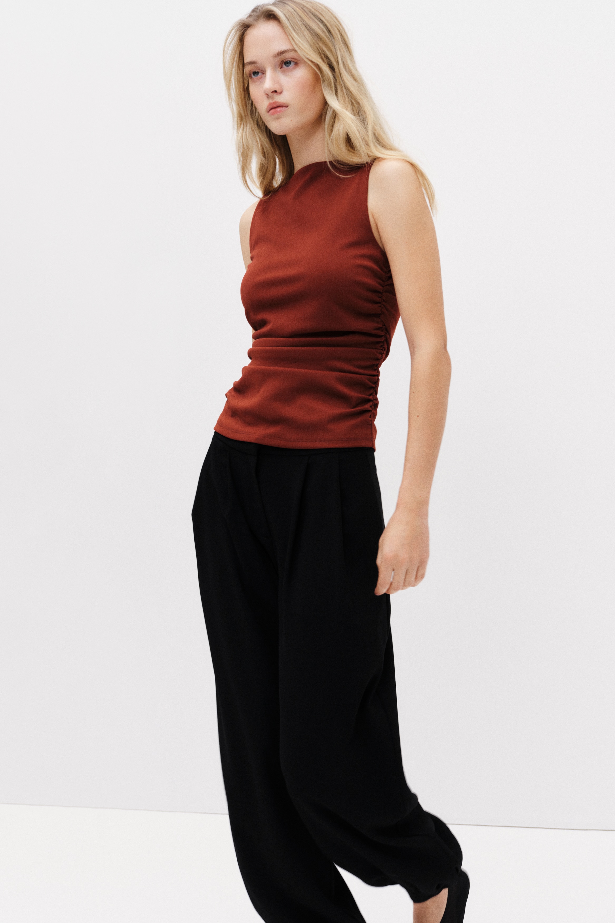 Áo jersey rút vải - Màu nâu/Màu đen