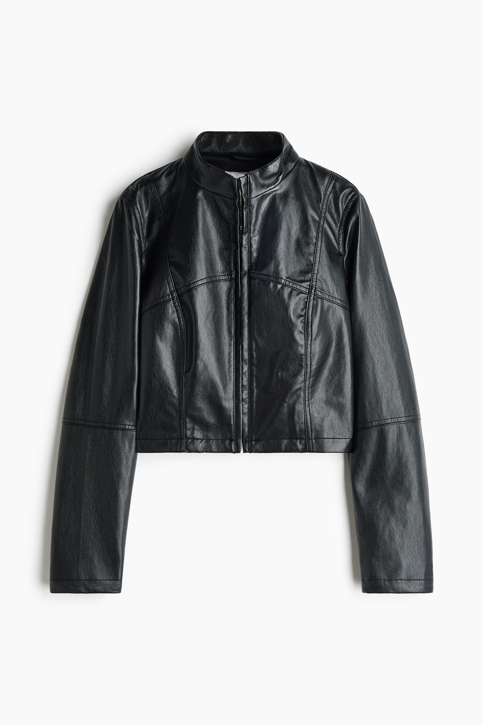 Женская куртка H&M Coated stand-collar, цвет: Чёрный — фото 1