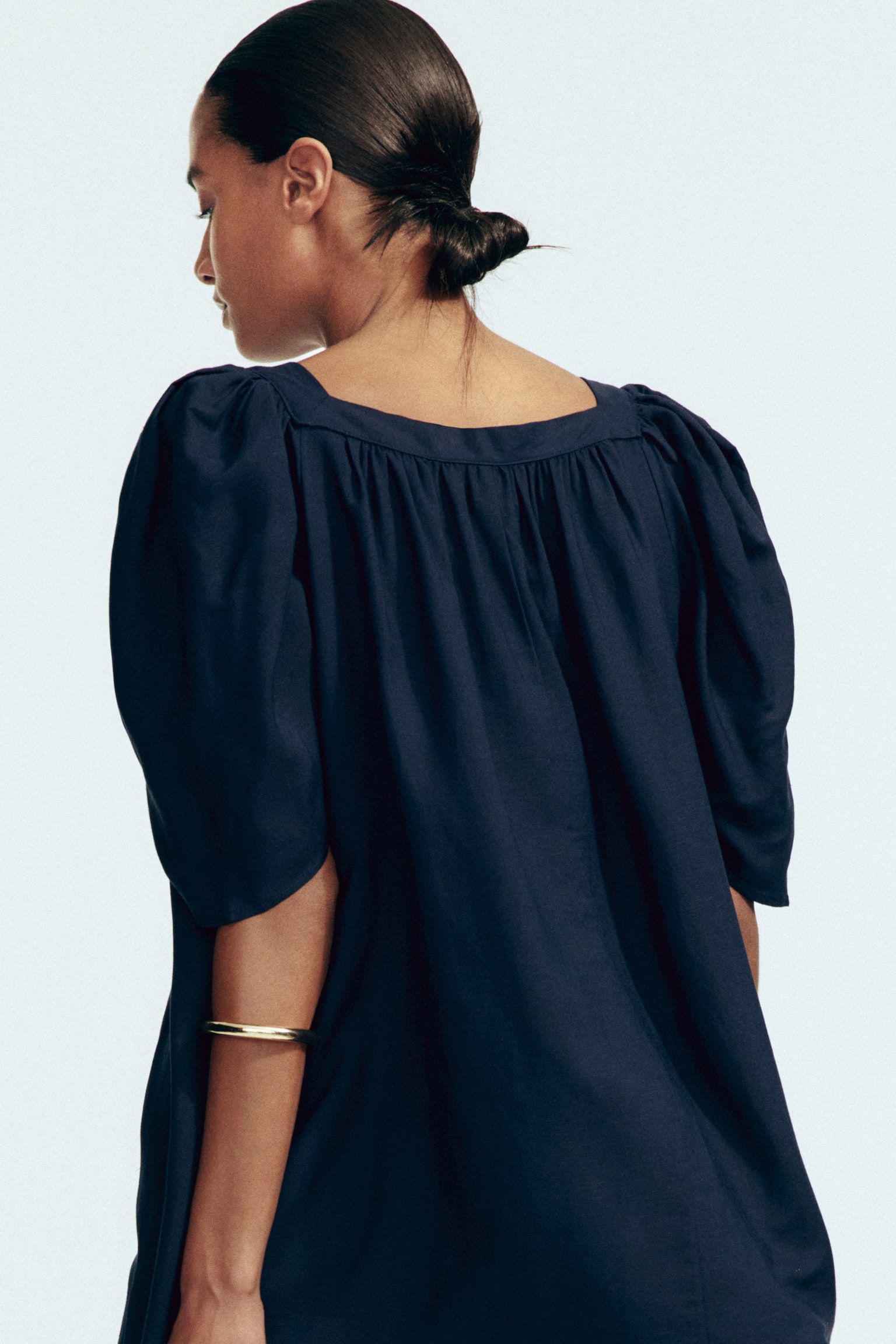 Linen-Blend Dress - Navy blue/Dark orange/paisley - 5