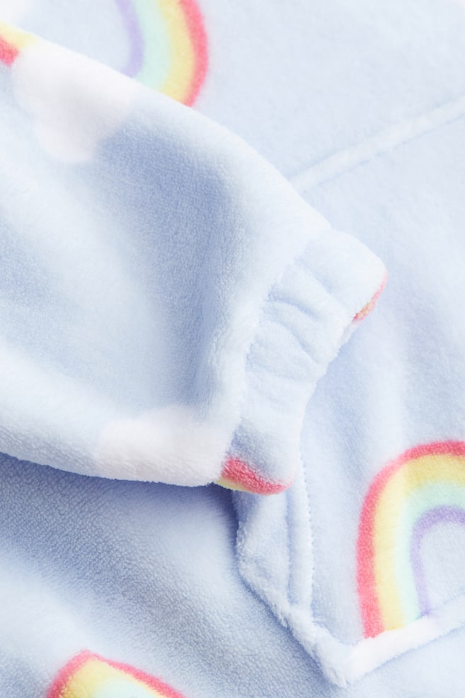 Hooded pile blanket - Light blue/Rainbows/Dusty pink/Rabbit - 2