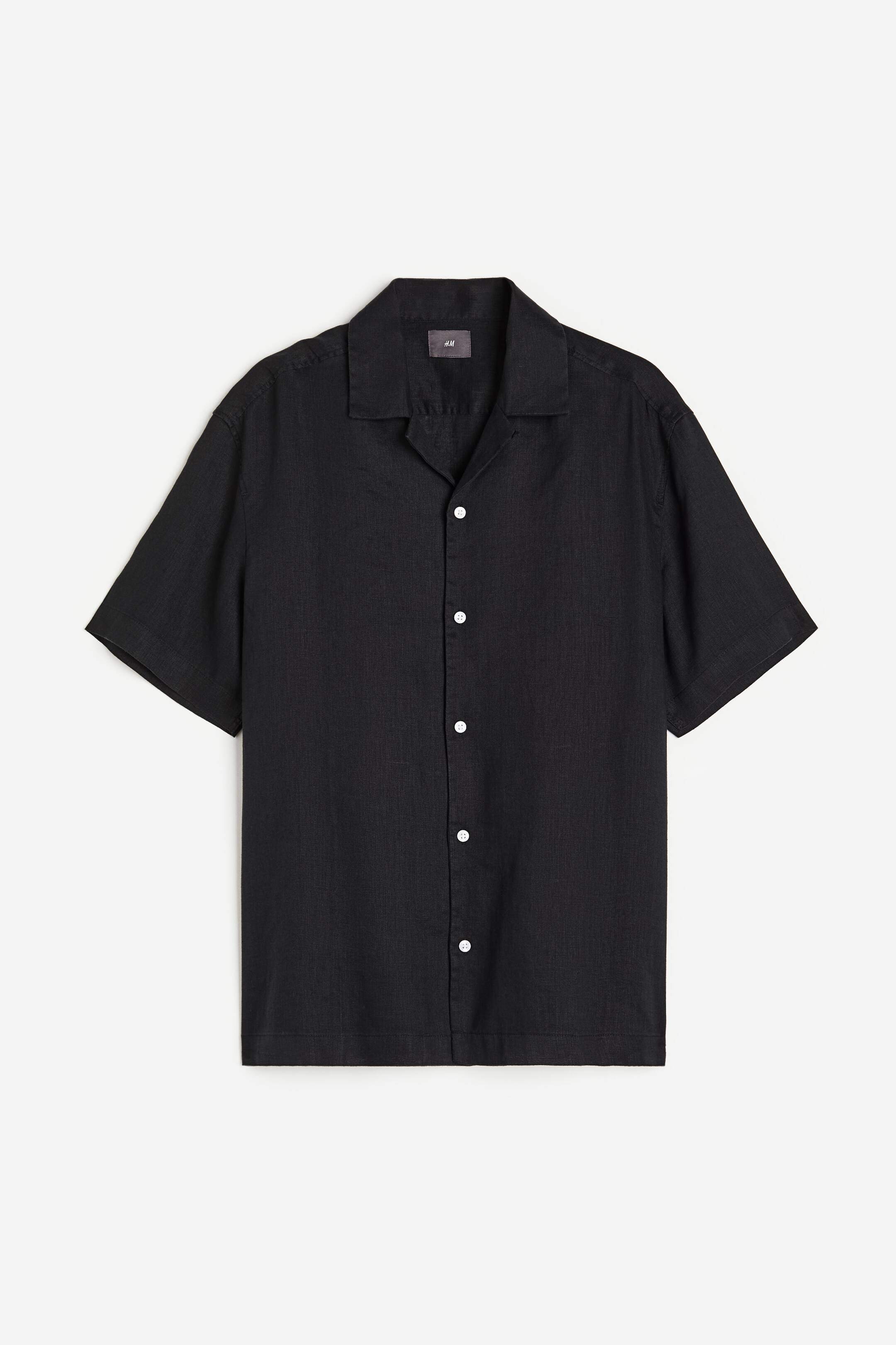 View larger image: Relaxed Fit Linen Resort Shirt - Black - Men | H&M PH 1