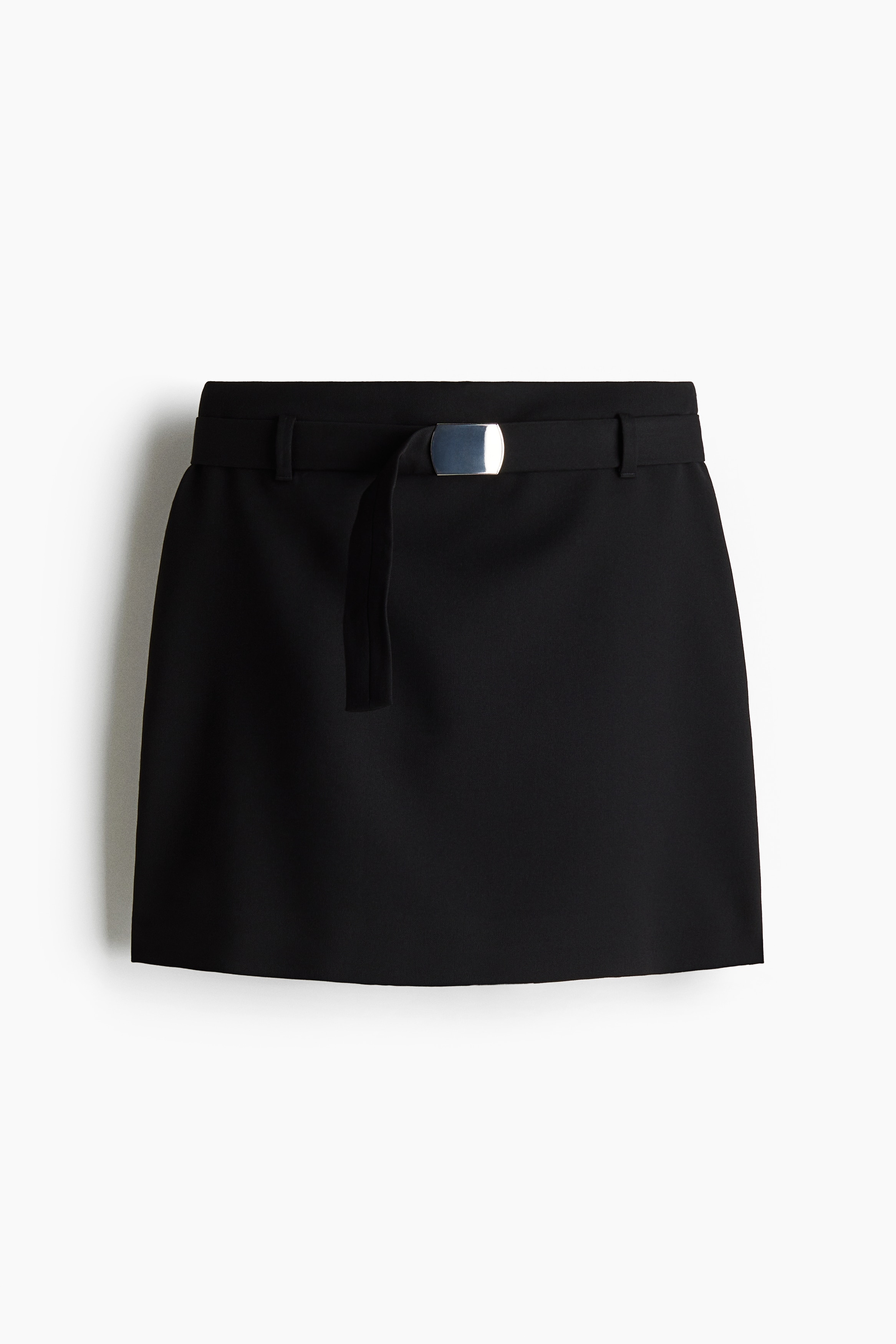 Belted Mini Skirt - Black/Black melange