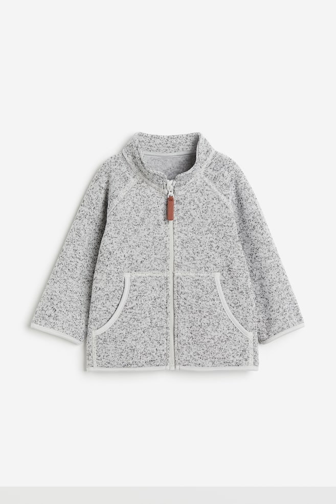 Knitted fleece jacket - Grey marl - 1