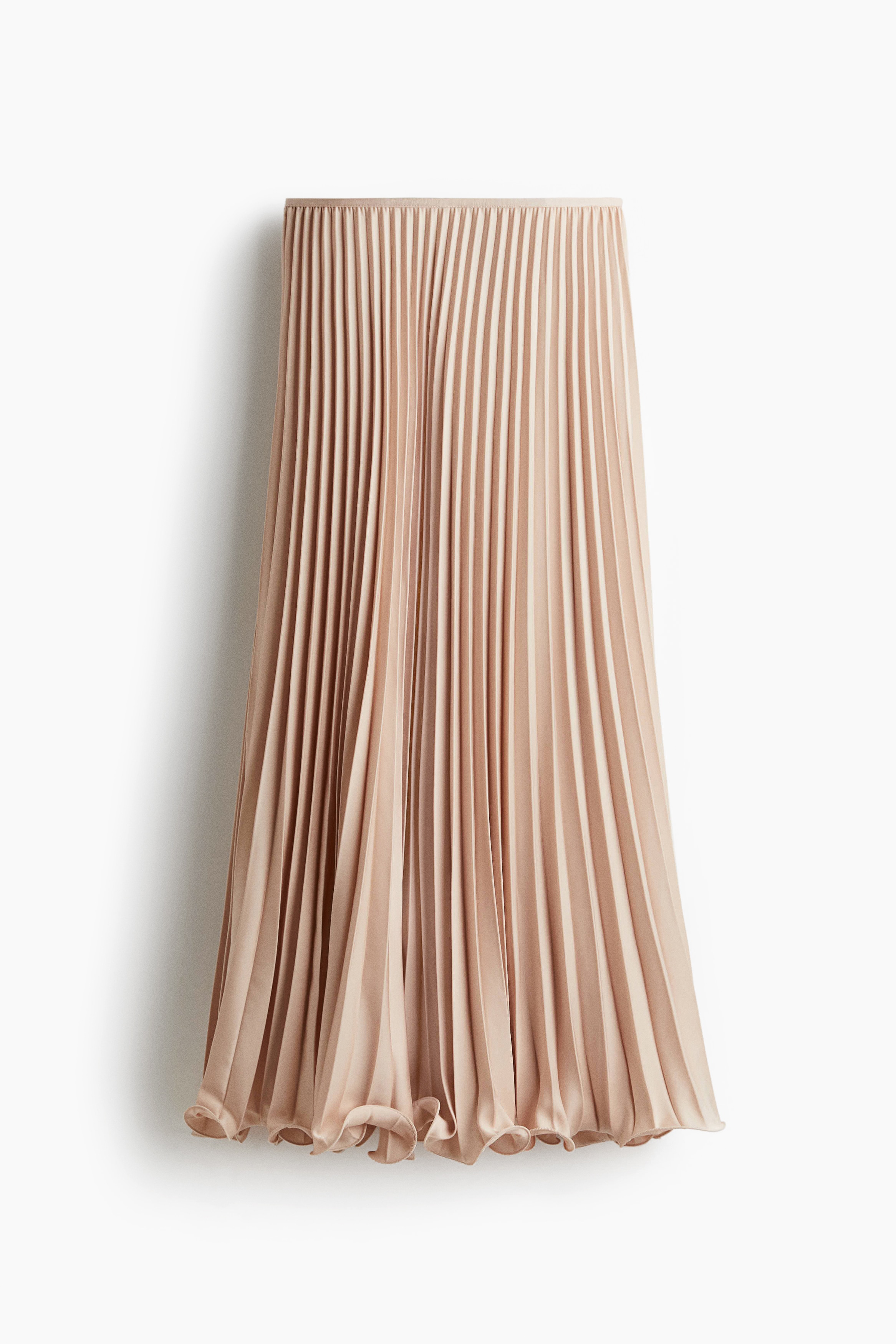 Pleated Maxi Skirt - Light beige/Dark purple