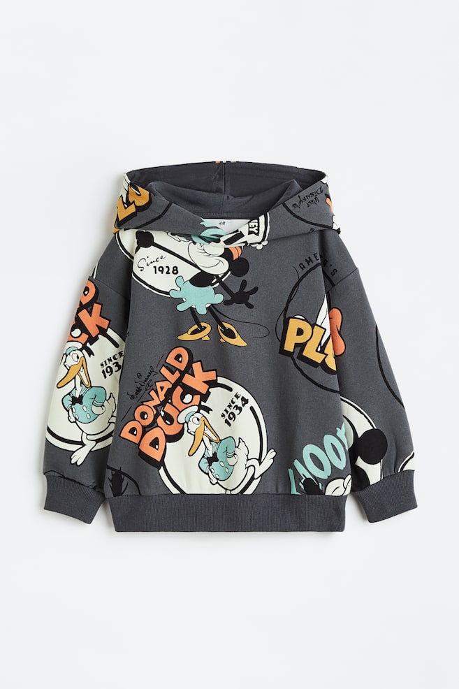 Oversized patterned hoodie - Dark grey/Disney