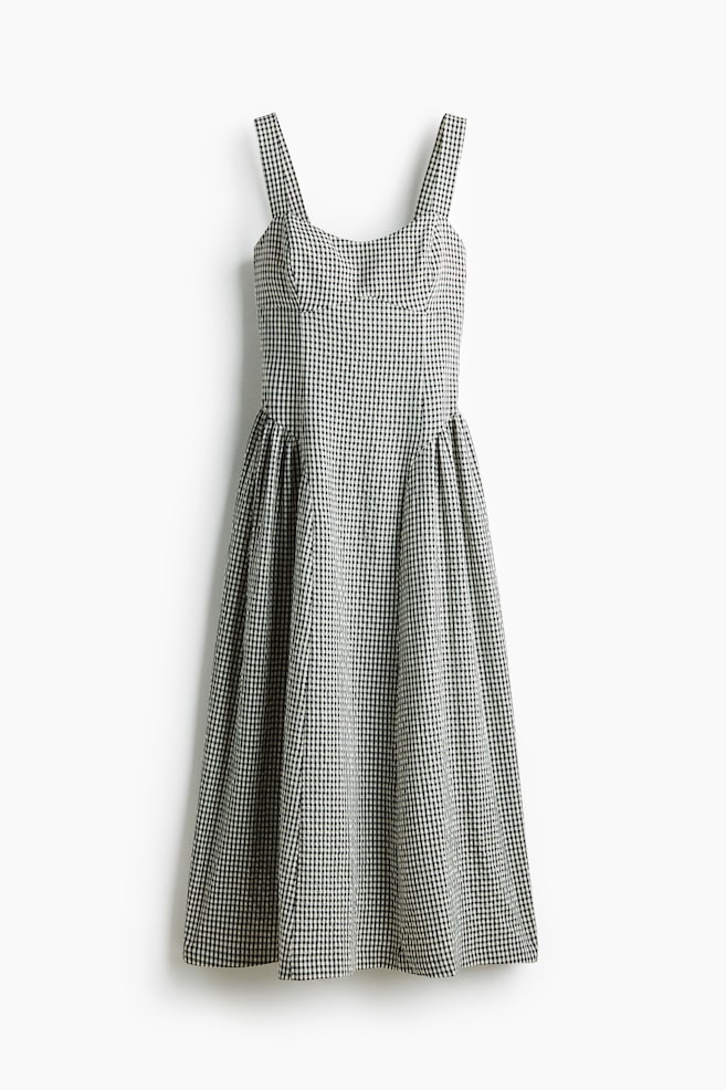 Ausgestelltes Midikleid - Schwarz/Kariert/Weiss/Polka Dots - 1