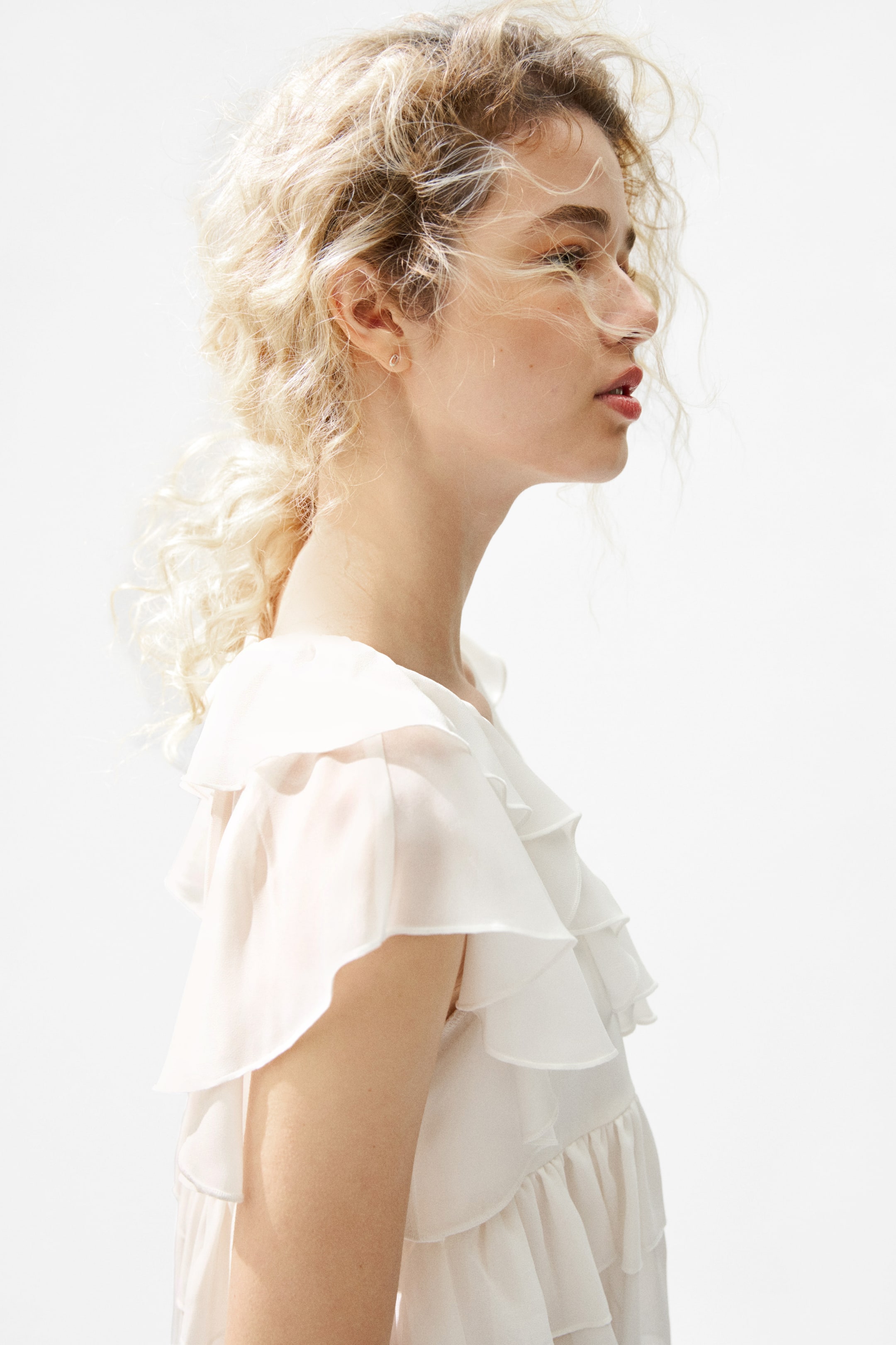 Flounced Tie-Front Blouse