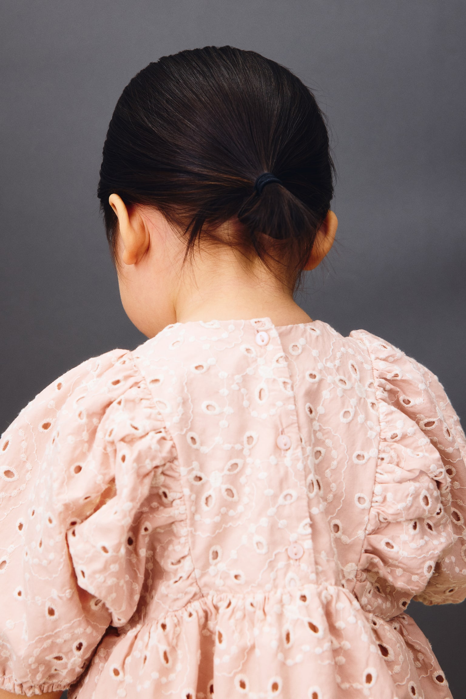 Broderie anglaise cotton dress - Rosa empolvado claro/Floral - 4