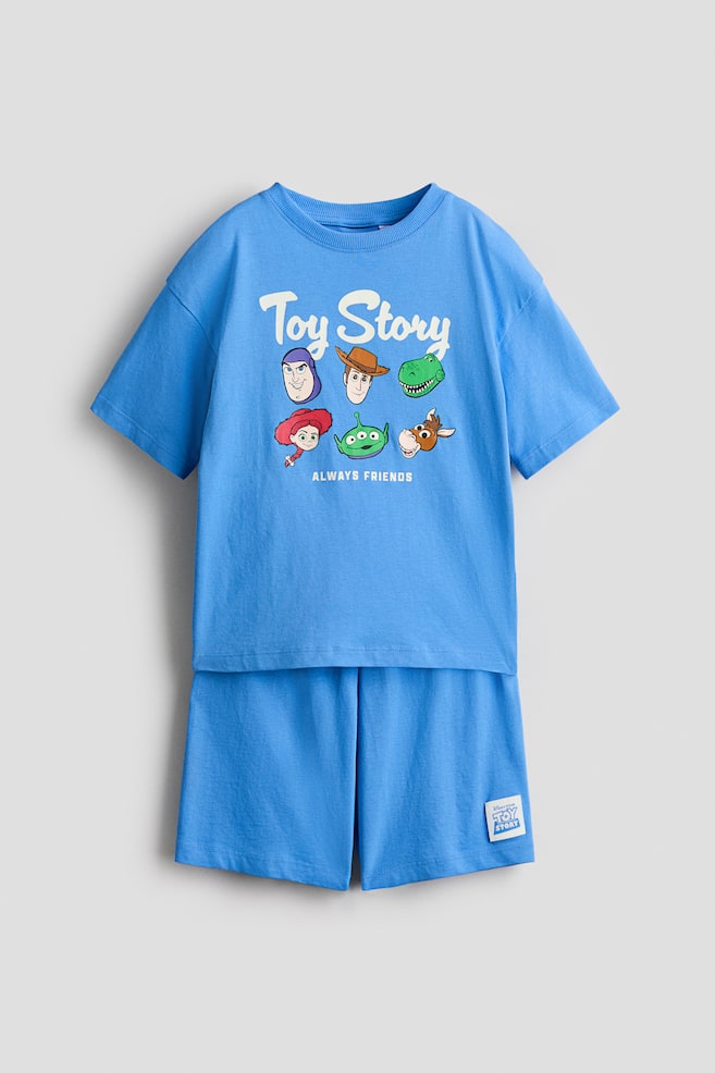 Bedruckter Baumwollpyjama - Blau/Toy Story/Weiß/Minecraft - 1