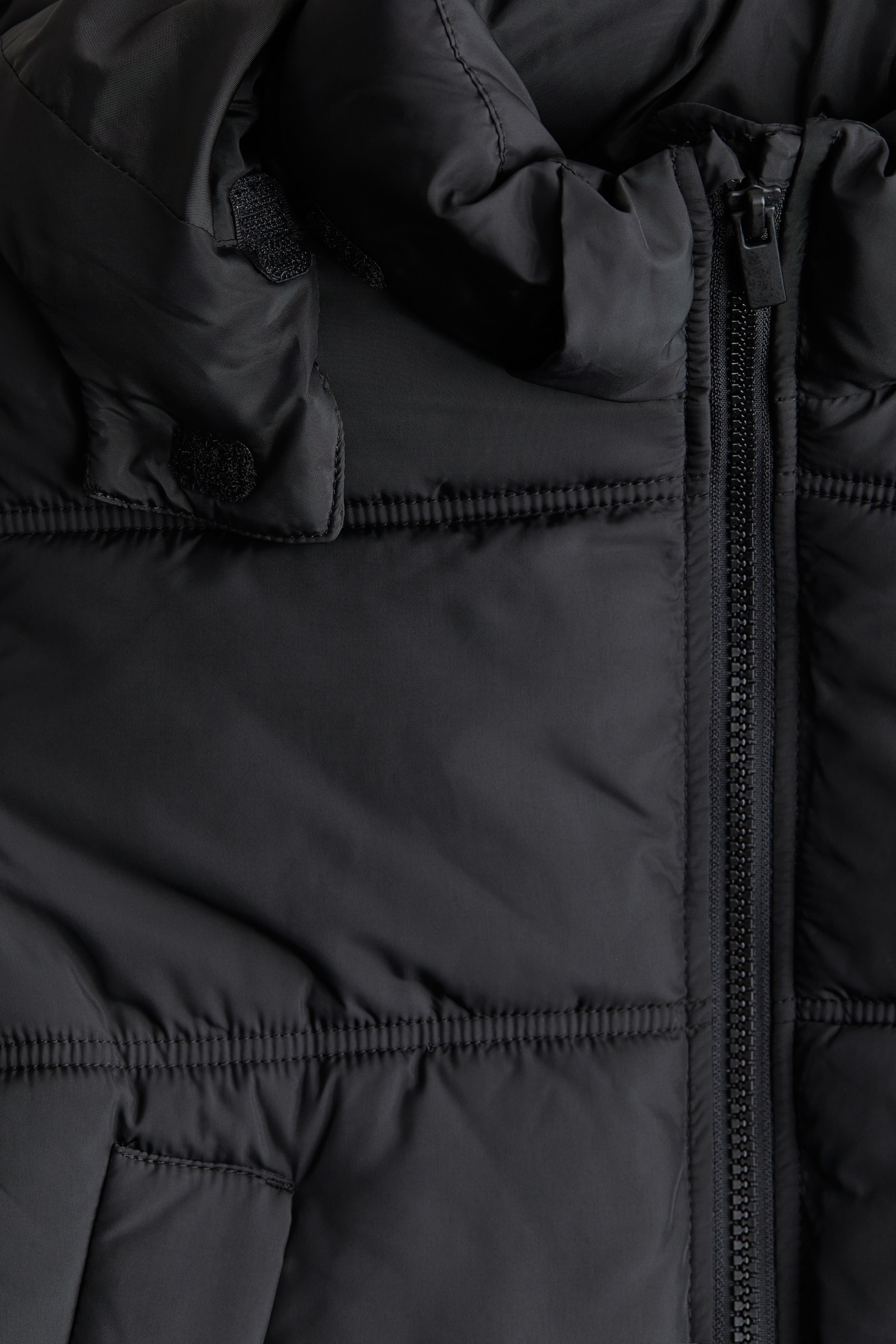 Hooded puffer jacket - Black/Dark grey - 2