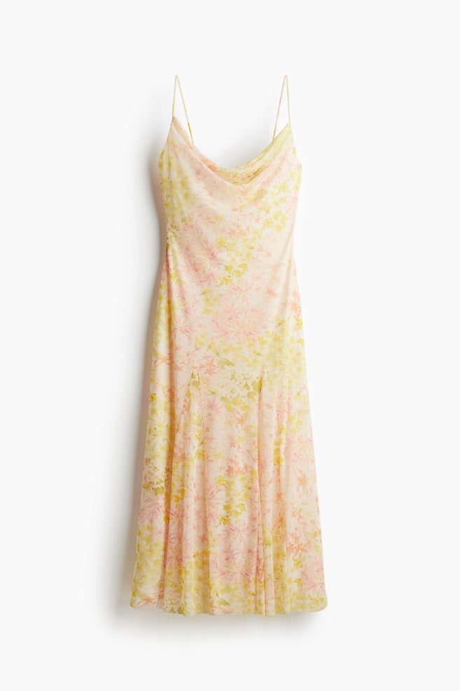 Olkaimellinen mesh-mekko - Vaaleanbeige/Kukkakuvio - 1