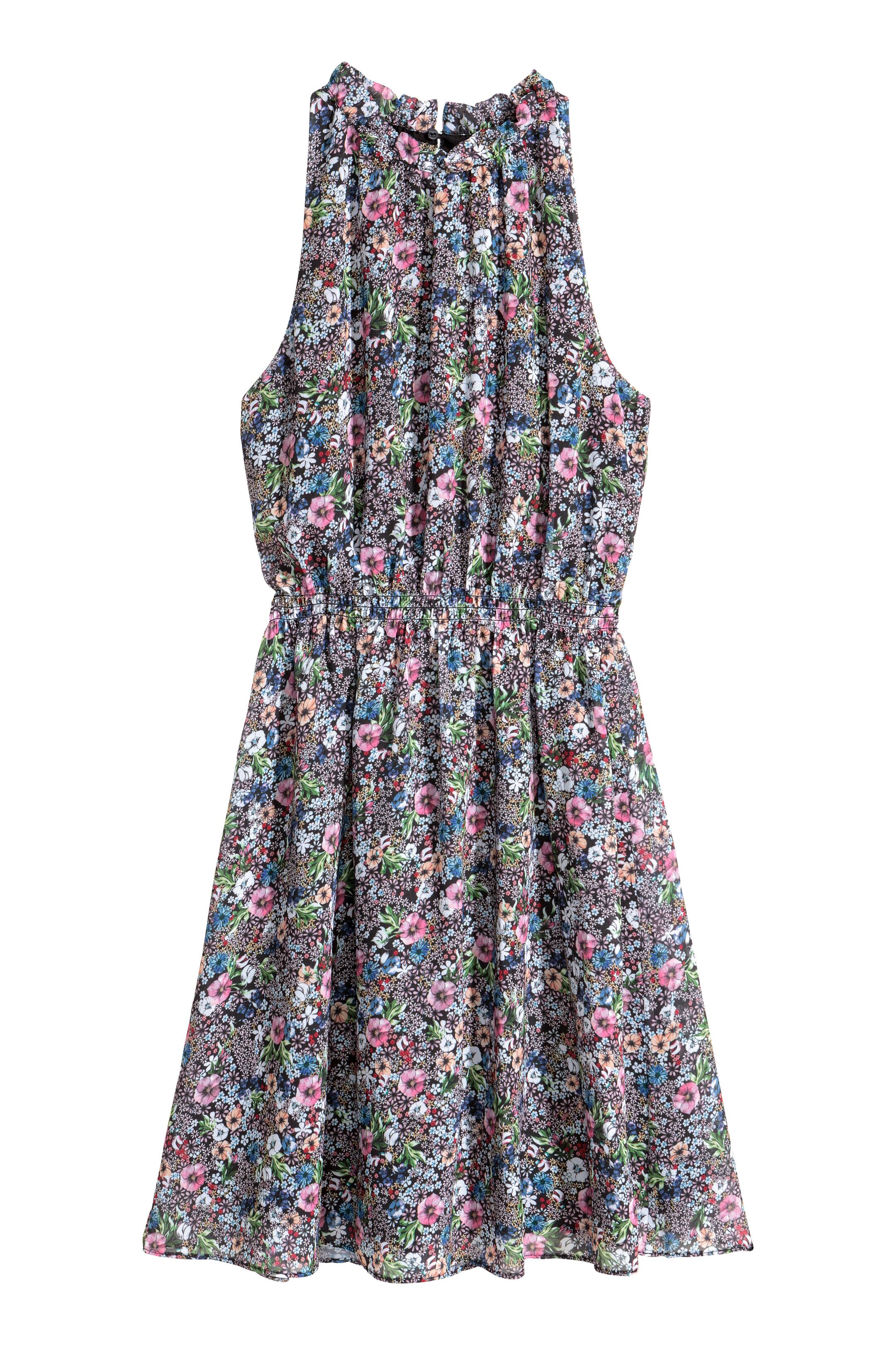 View larger image: Chiffon dress - Dark blue/Floral - Ladies | H&M GB 1