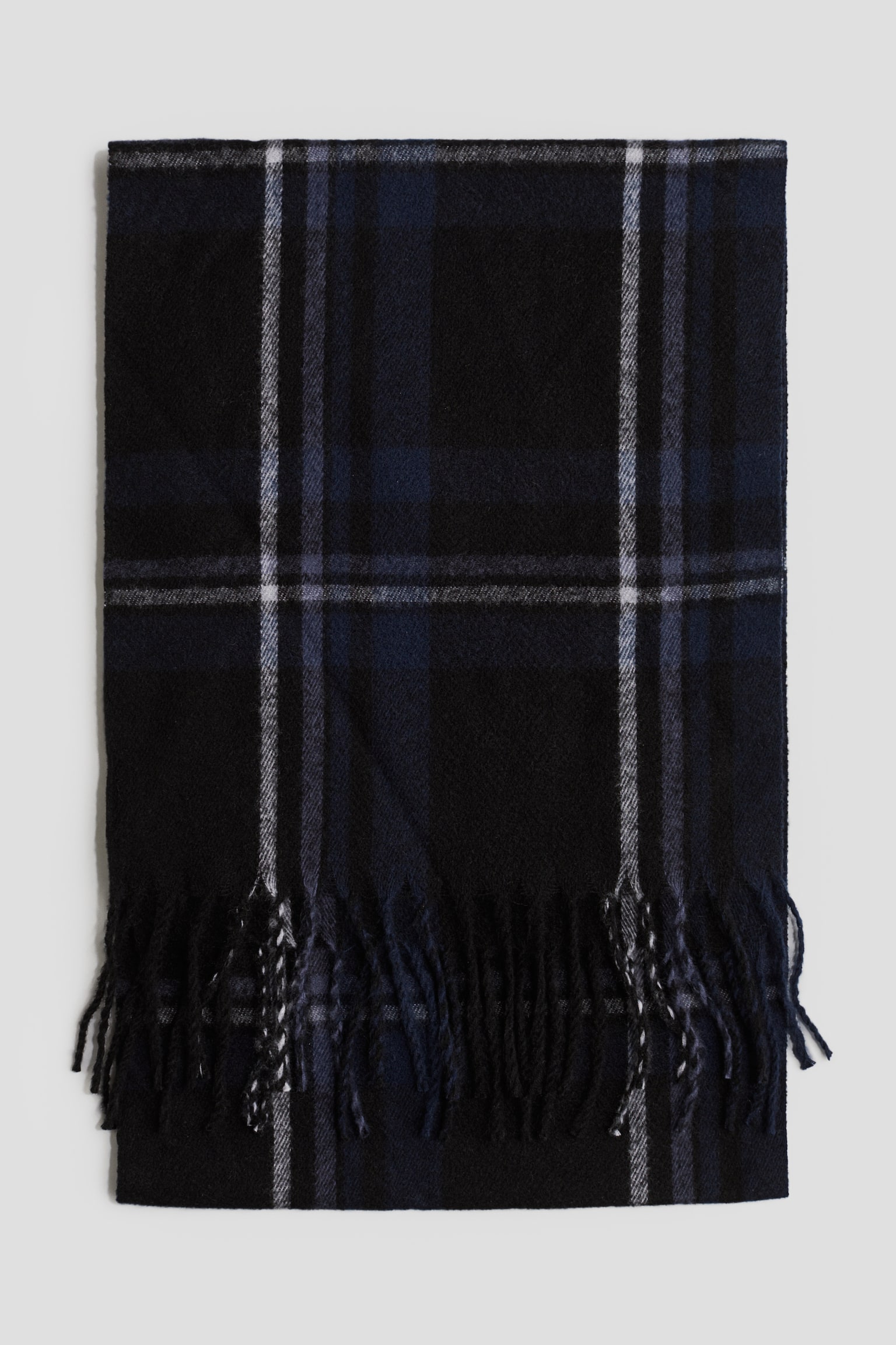 Woven scarf - Black/Blue check - 1