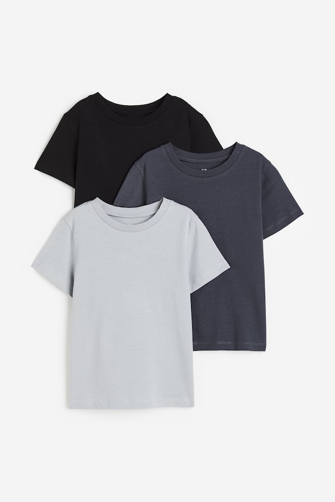 3-pak T-shirts - Grå/Sort/Hvid/Lysegråmeleret/Blå/Mørkegrøn/Dinosaurer/dc/dc/dc - 1
