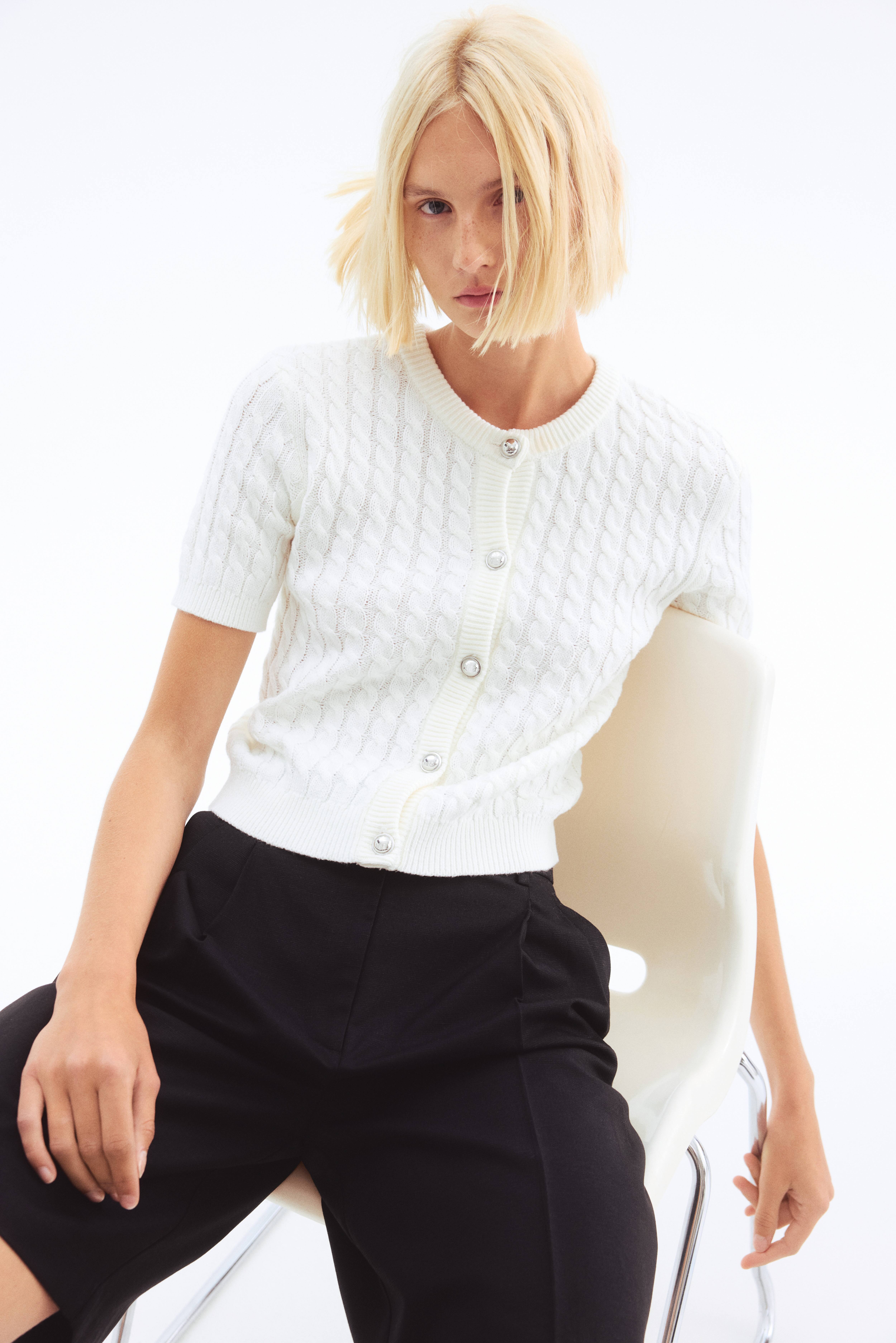 Cardigan Donna Scollo Rotondo Manica Lunga - Classico E Morbido