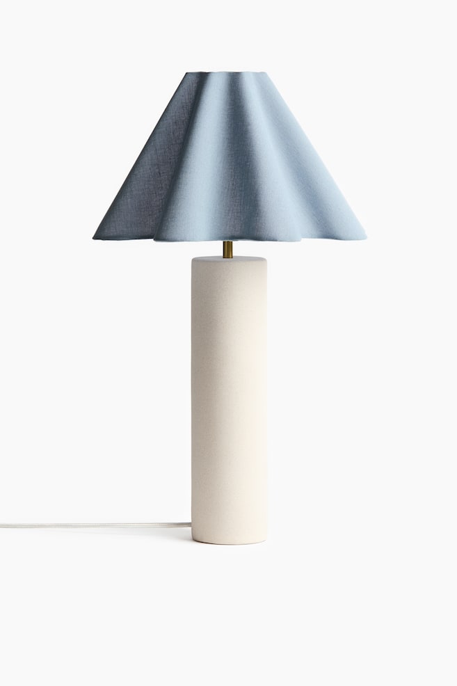 Linen-blend lampshade-Dusty blue - 2